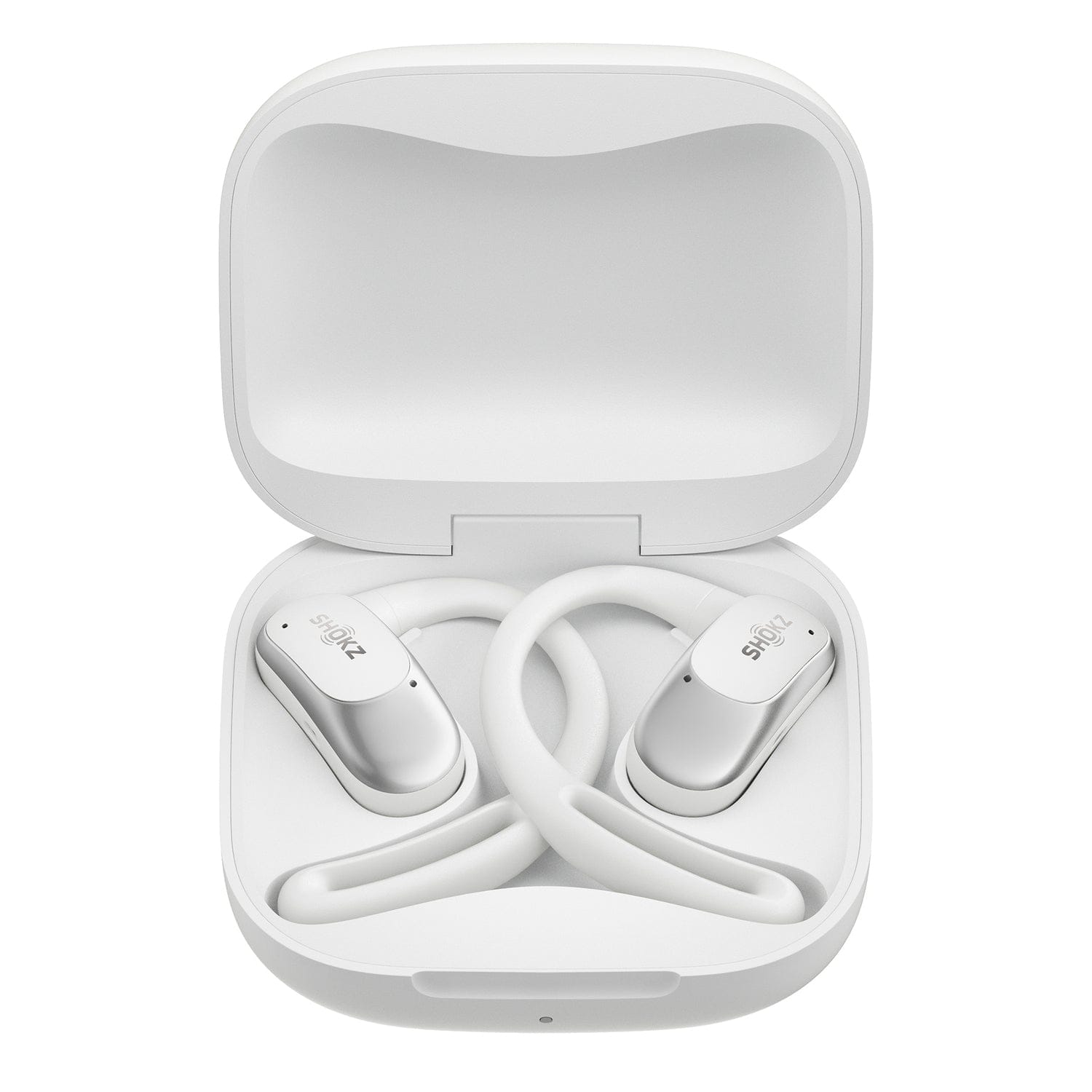 Shokz OpenFit Air TWS Bluetooth Open-Ear Earbuds with Mics, Earhooks, and Charging Case, Clear Voice, up to 28 Hours Play Time, IP54, White