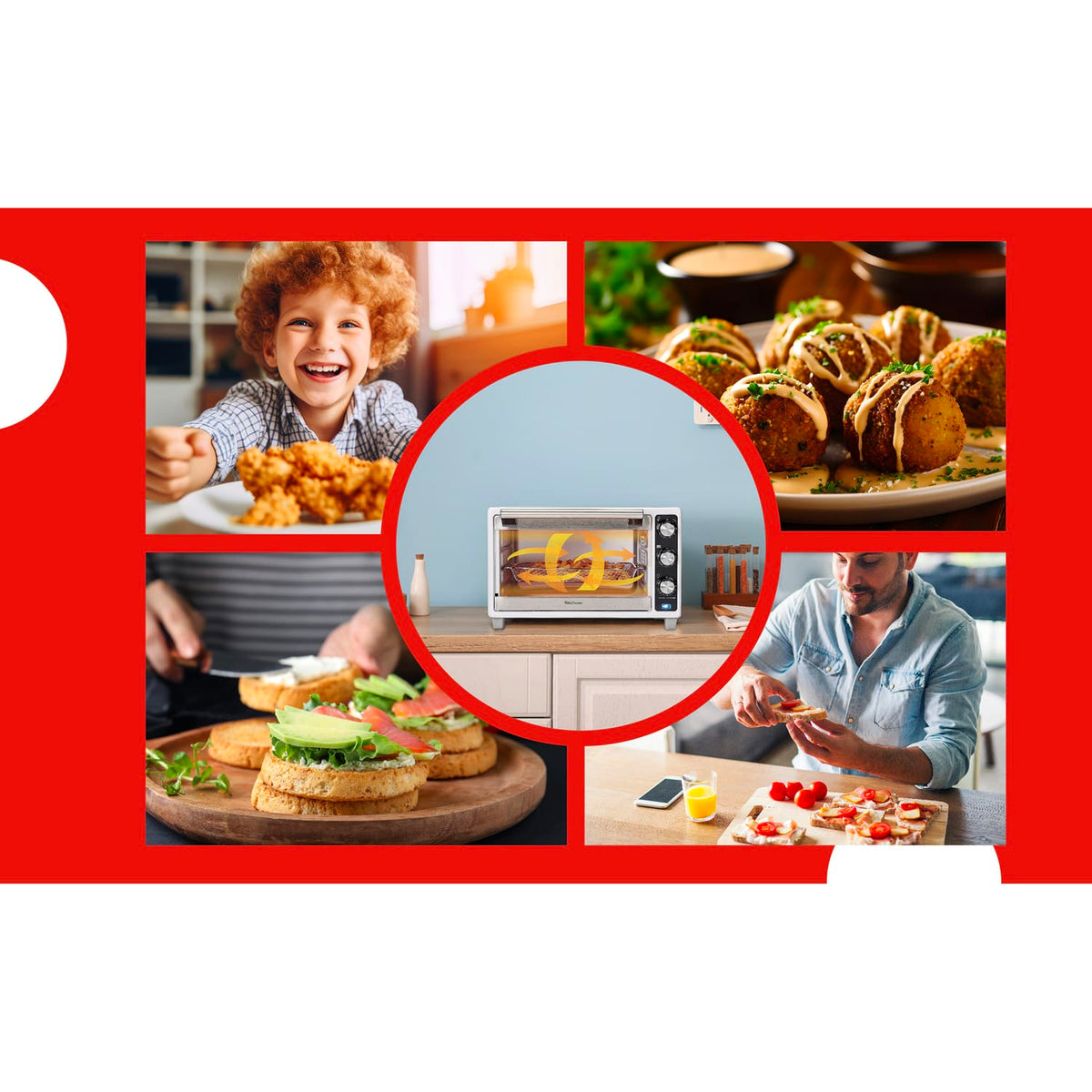 Betty Crocker 0.77-Cu. Ft. 1500-Watt Air Fryer Convection Toaster Oven with 7 Functions, BC-4637, White