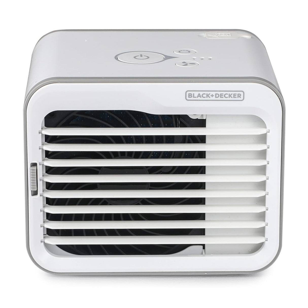 Black+Decker BDMC10 3-Speed Portable USB-Powered Desktop Evaporative Air Cooler with Fan, White/Gray