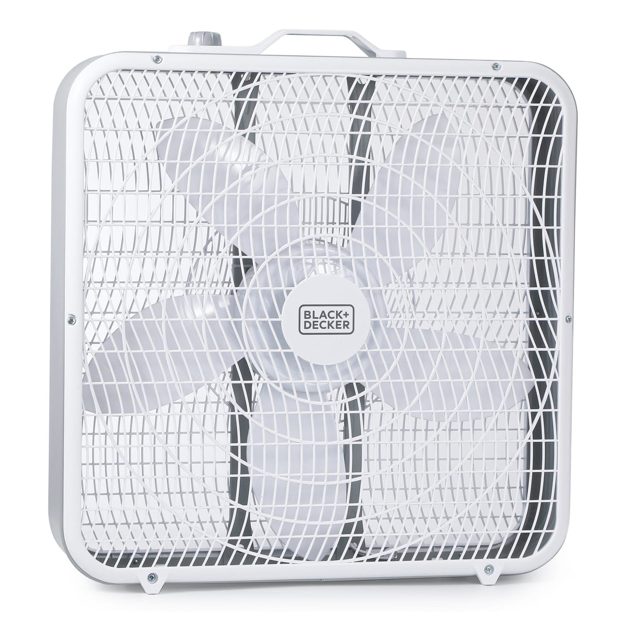 Black+Decker BFB20SW 20-In. 3-Speed Portable Box Fan with Carrying Handle and Recessed Cord Storage, White