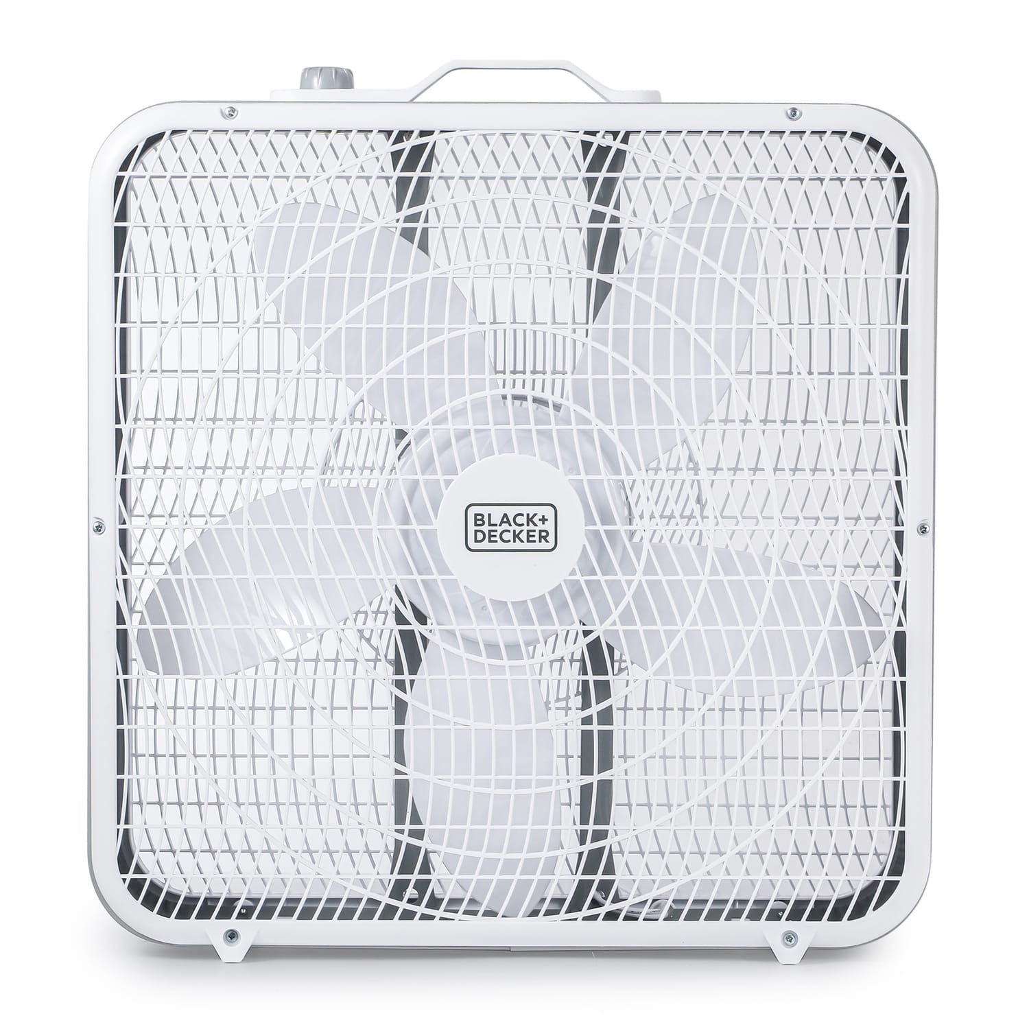 Black+Decker BFB20SW 20-In. 3-Speed Portable Box Fan with Carrying Handle and Recessed Cord Storage, White