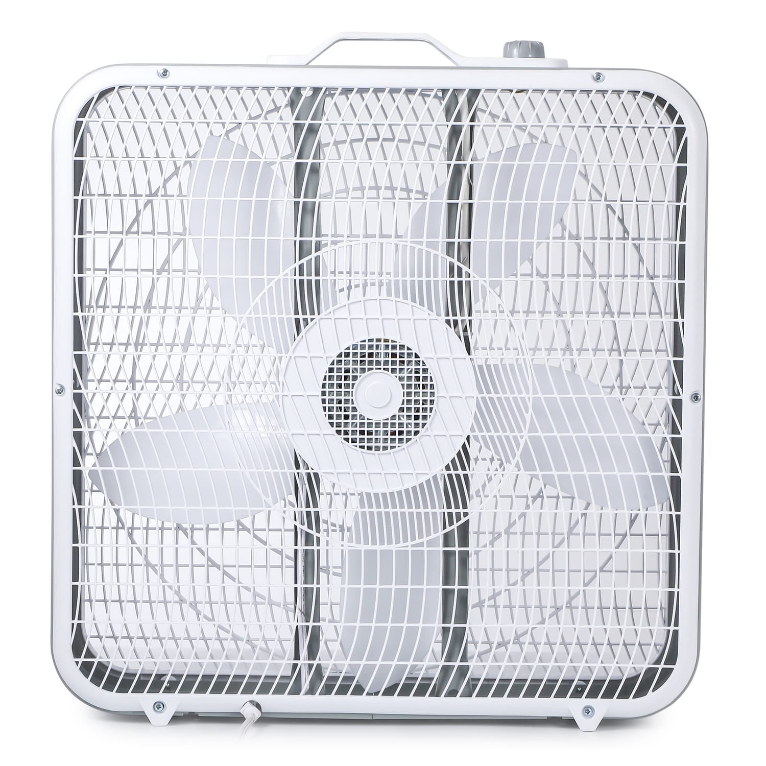 Black+Decker BFB20SW 20-In. 3-Speed Portable Box Fan with Carrying Handle and Recessed Cord Storage, White
