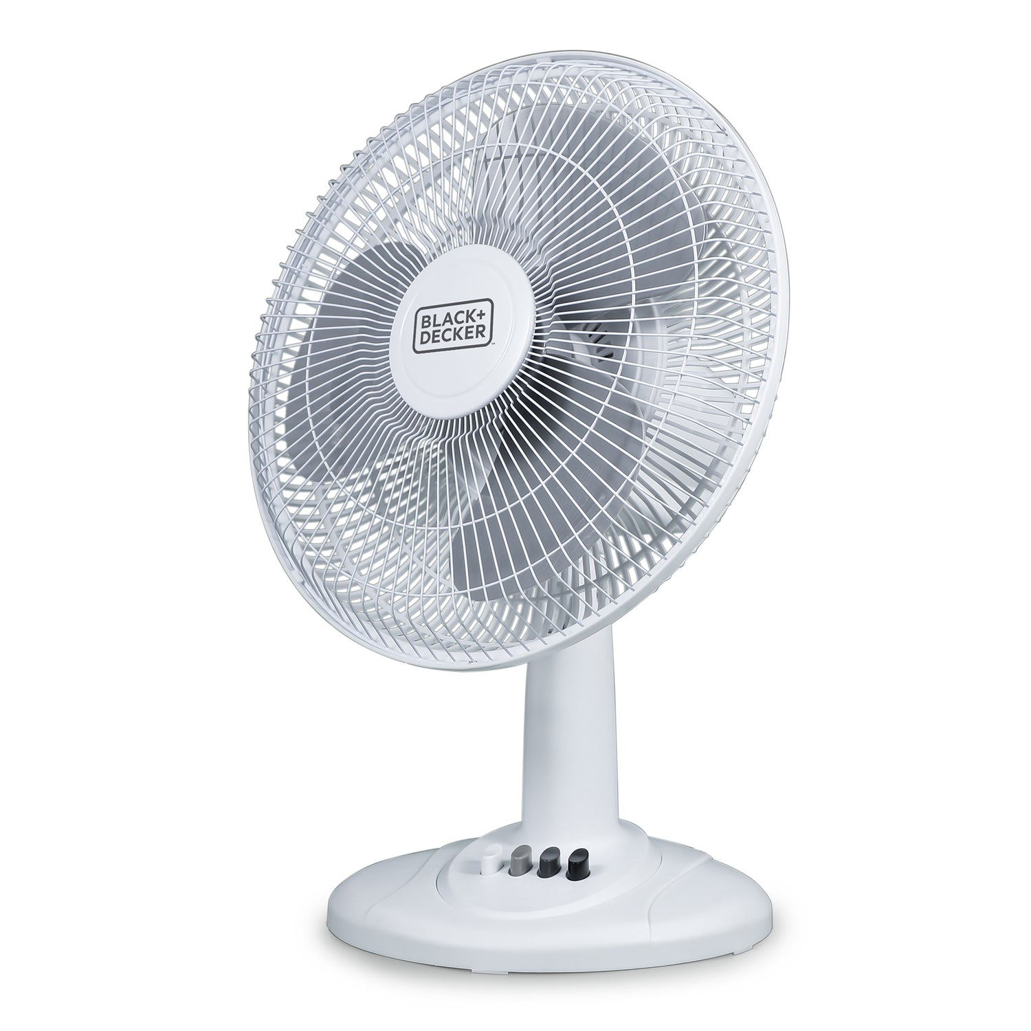 Black+Decker BFDT12SW 12-In. 3-Speed Oscillating Portable Table Fan, White