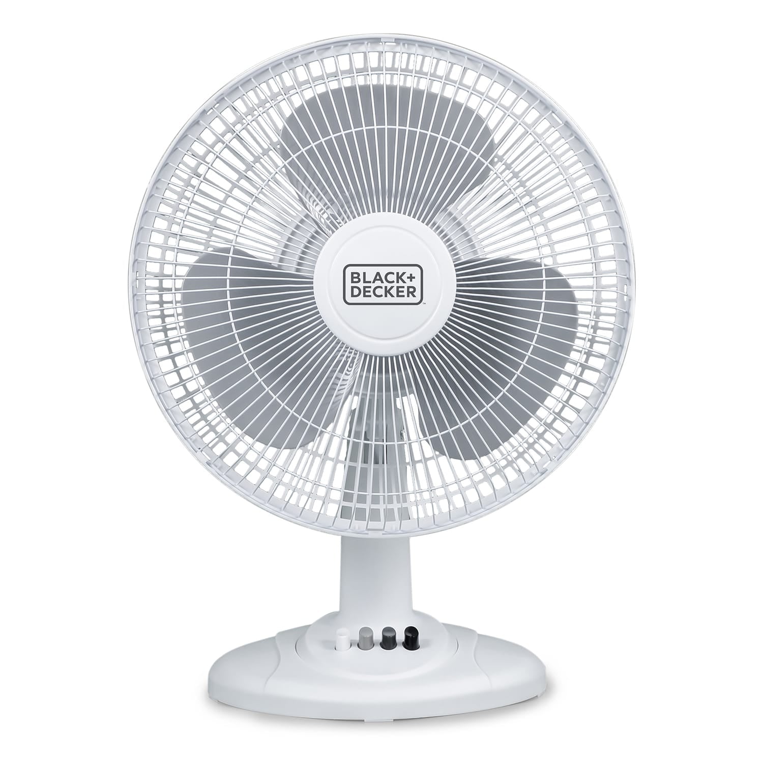 Black+Decker BFDT12SW 12-In. 3-Speed Oscillating Portable Table Fan, White