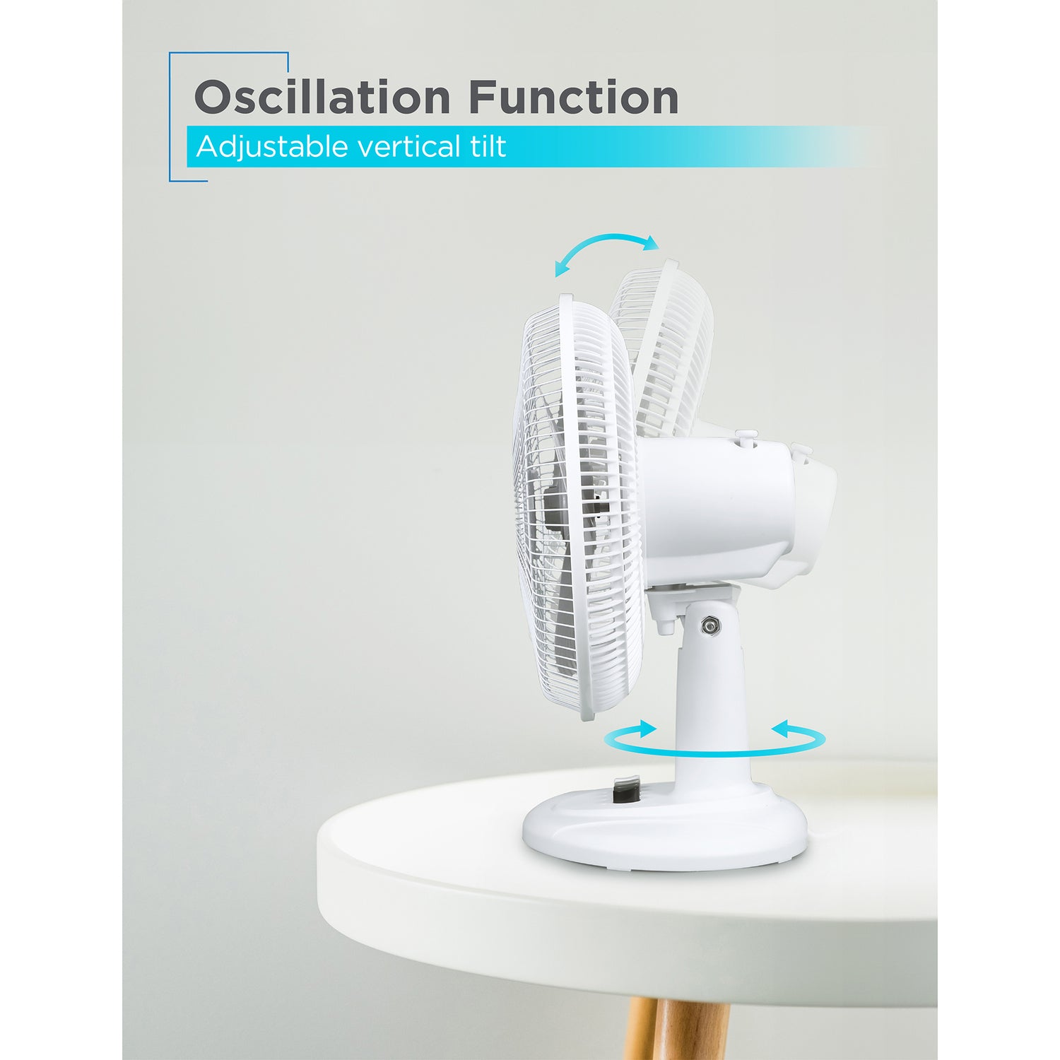 Black+Decker BFDT12SW 12-In. 3-Speed Oscillating Portable Table Fan, White