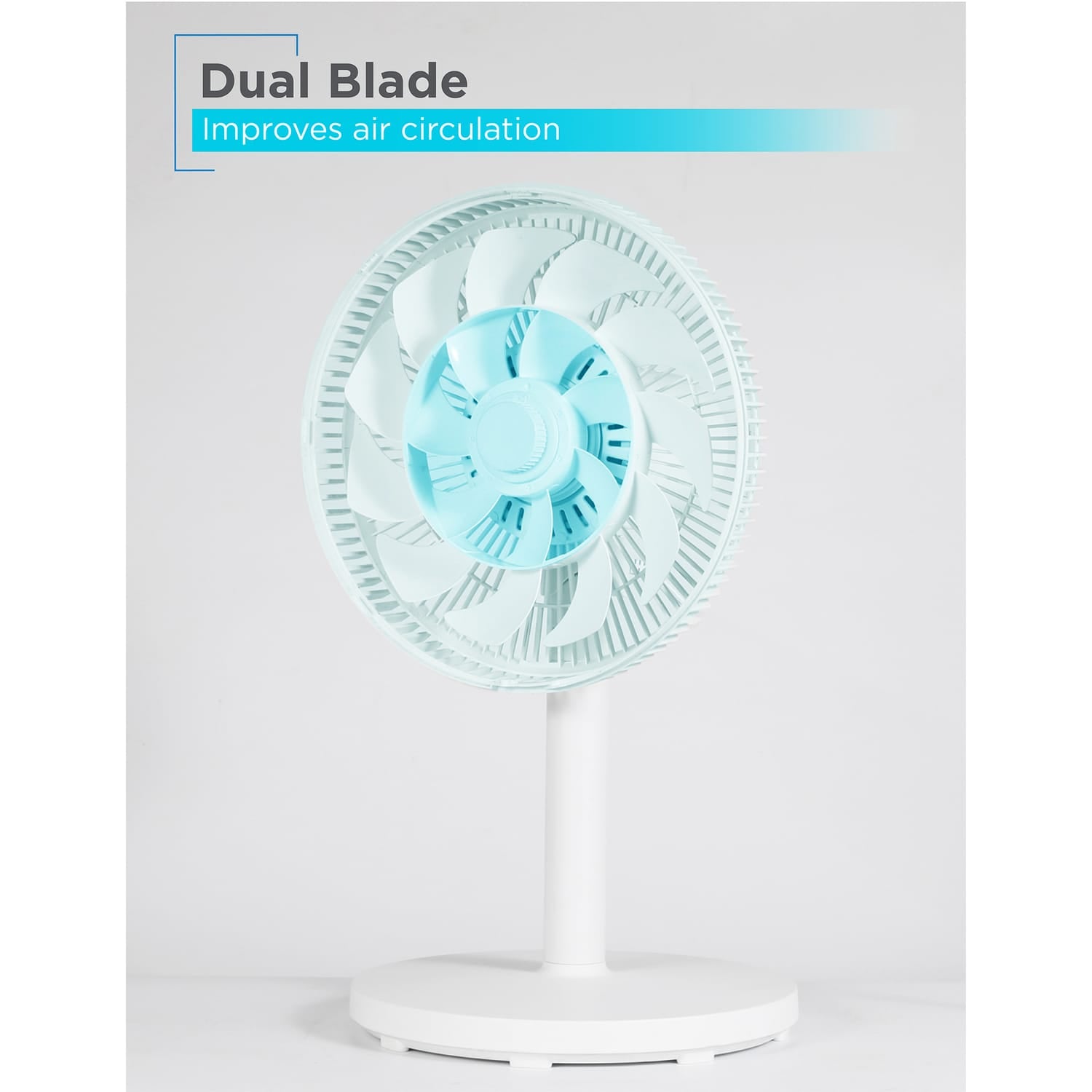 Black+Decker BFDTD12VW 12-In. 3-Speed Oscillating Portable Dual-Blade Table Fan with Remote, White