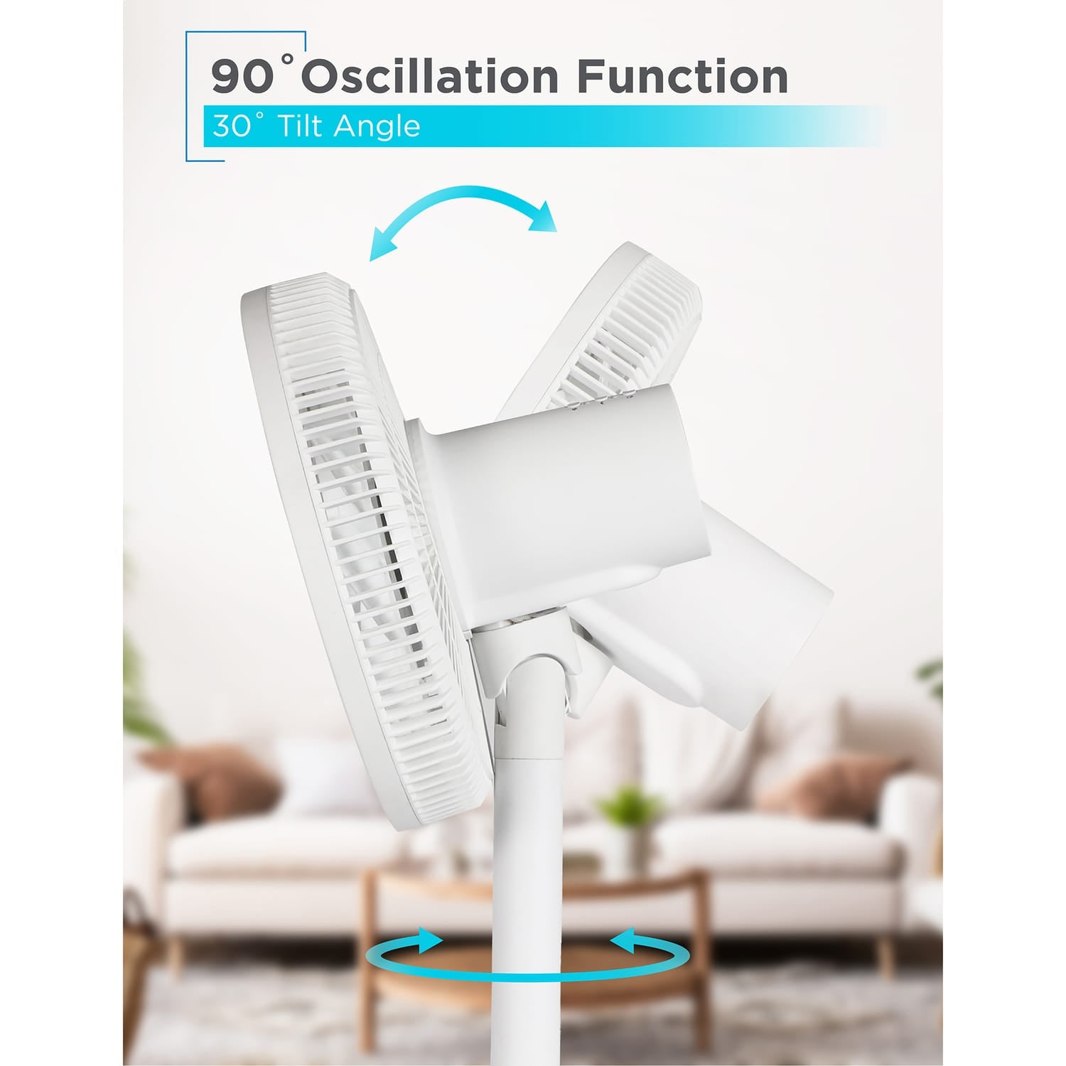 Black+Decker BFDTD12VW 12-In. 3-Speed Oscillating Portable Dual-Blade Table Fan with Remote, White