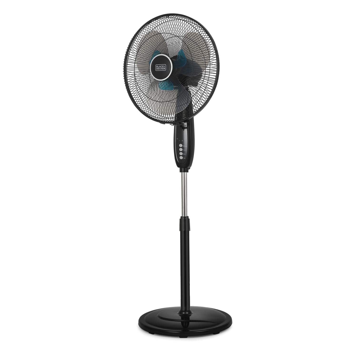 Black+Decker 16-In. 3-Speed Dual-Blade Oscillating Stand Fan with Remote, Black, BFSD116B