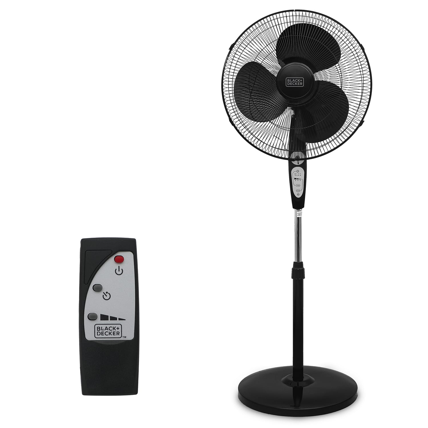 Black+Decker 18-In. 3-Speed Oscillating Stand Fan with Remote, BFSR18, Black