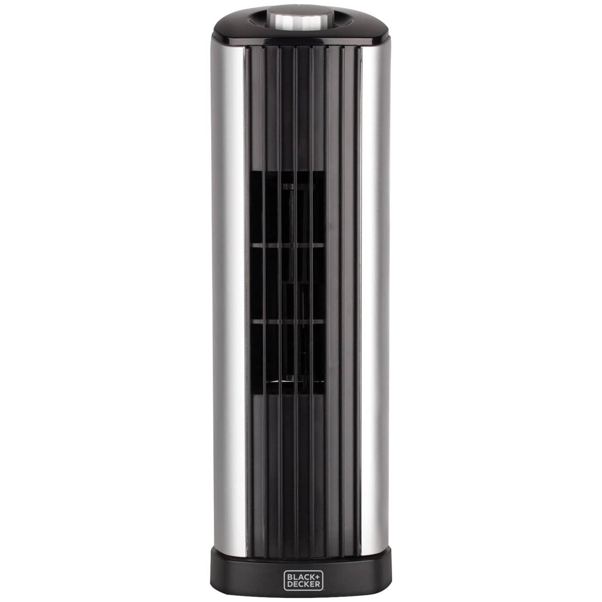 Black+Decker 14-In. 2-Speed Portable Mini Oscillating Tower Fan, Black and Silver, BFT114