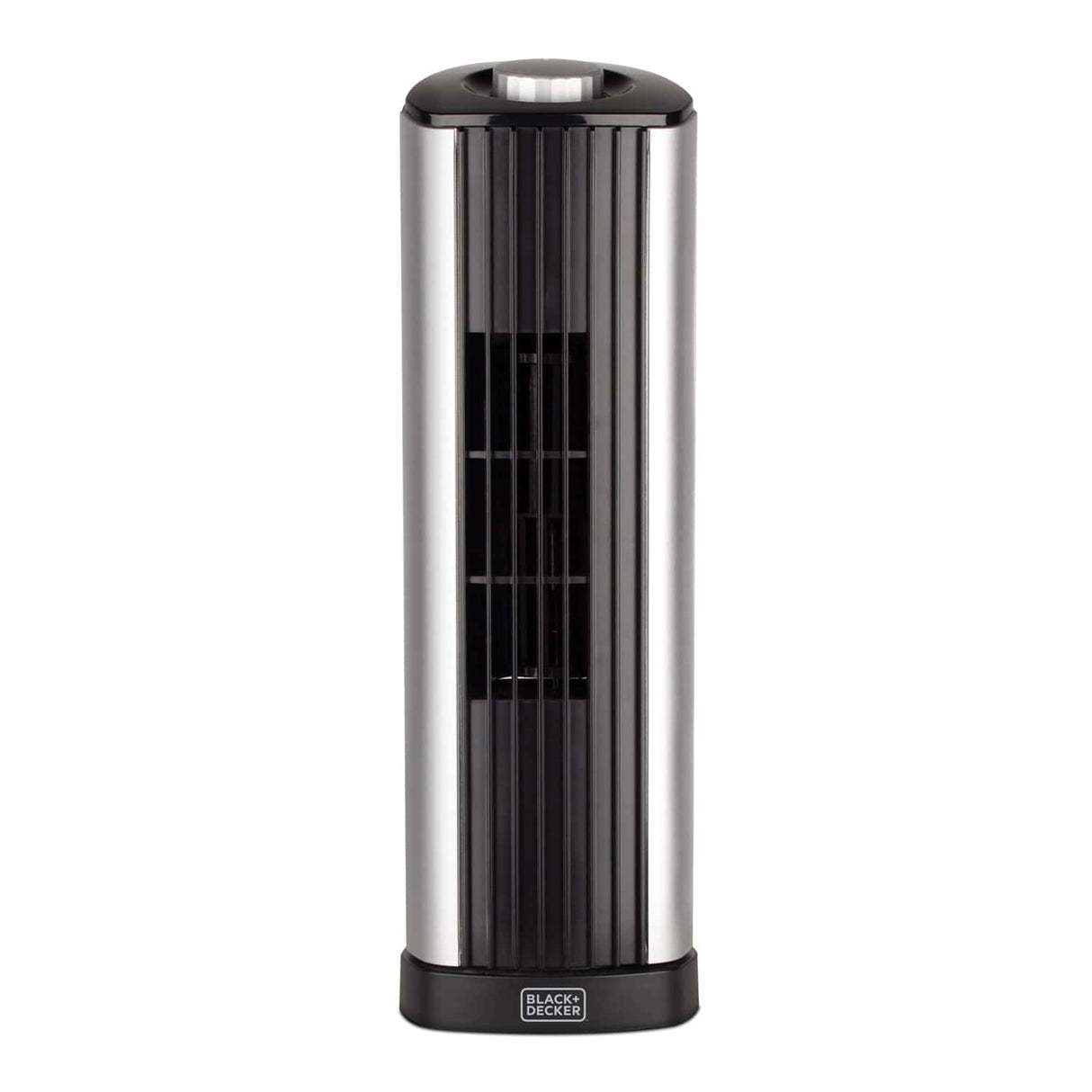 Black+Decker 14-In. 2-Speed Portable Mini Oscillating Tower Fan, Black and Silver, BFT114