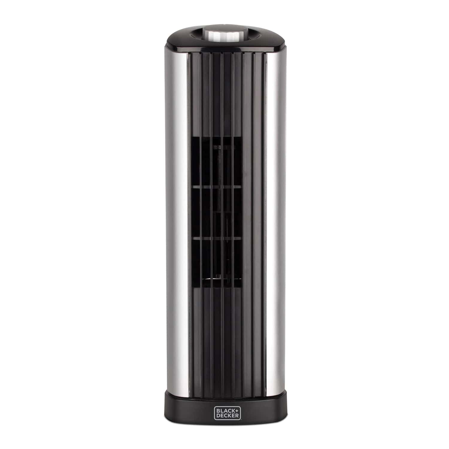 Black+Decker 14-In. 2-Speed Portable Mini Oscillating Tower Fan, Black and Silver, BFT114