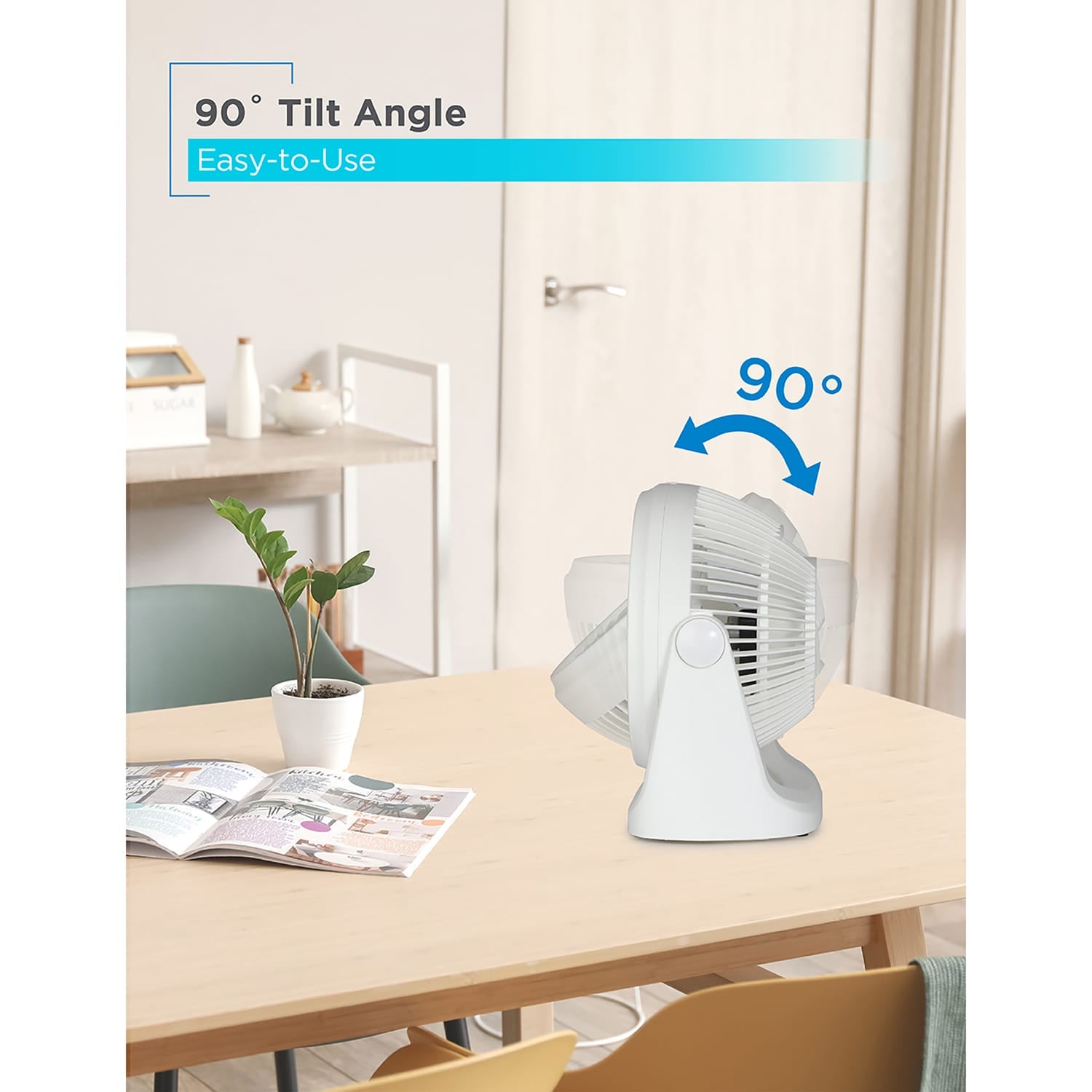 Black+Decker BFTU107W 7-In. 3-Speed Portable Turbo Table Fan with Adjustable Tilt, White