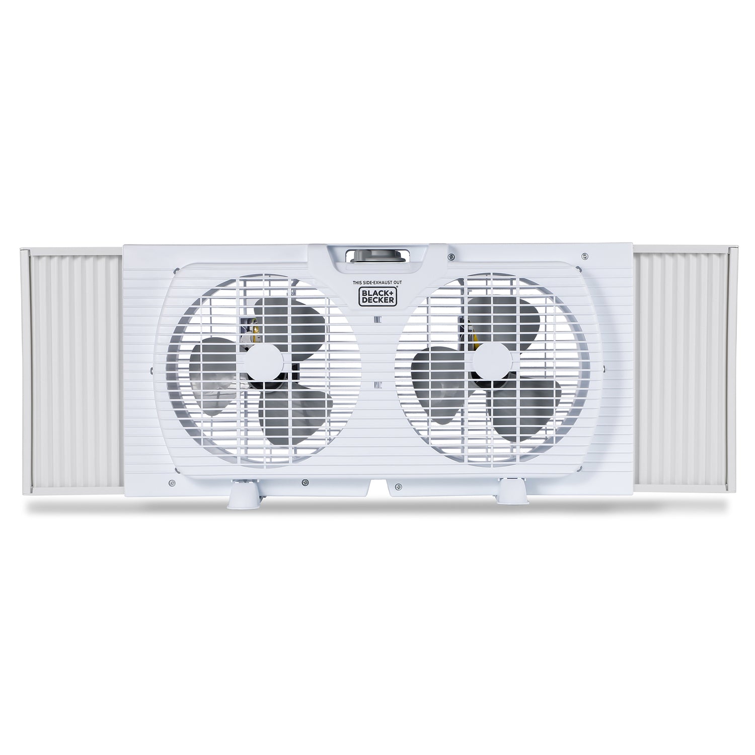 Black+Decker BFW9M 9-In. 2-Speed Twin Window Fan with Adjustable Side Panels, White