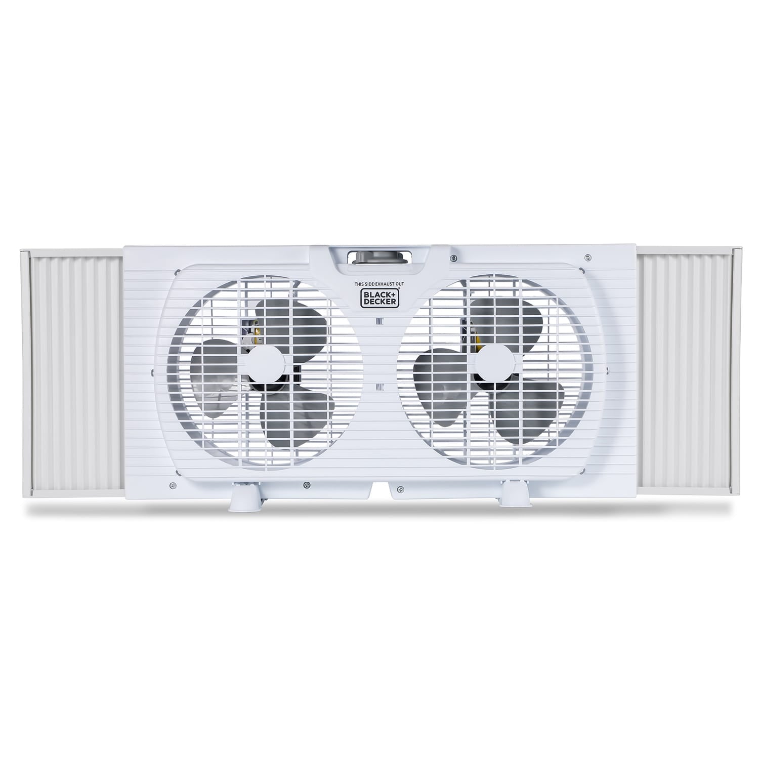 Black+Decker BFW9M 9-In. 2-Speed Twin Window Fan with Adjustable Side Panels, White