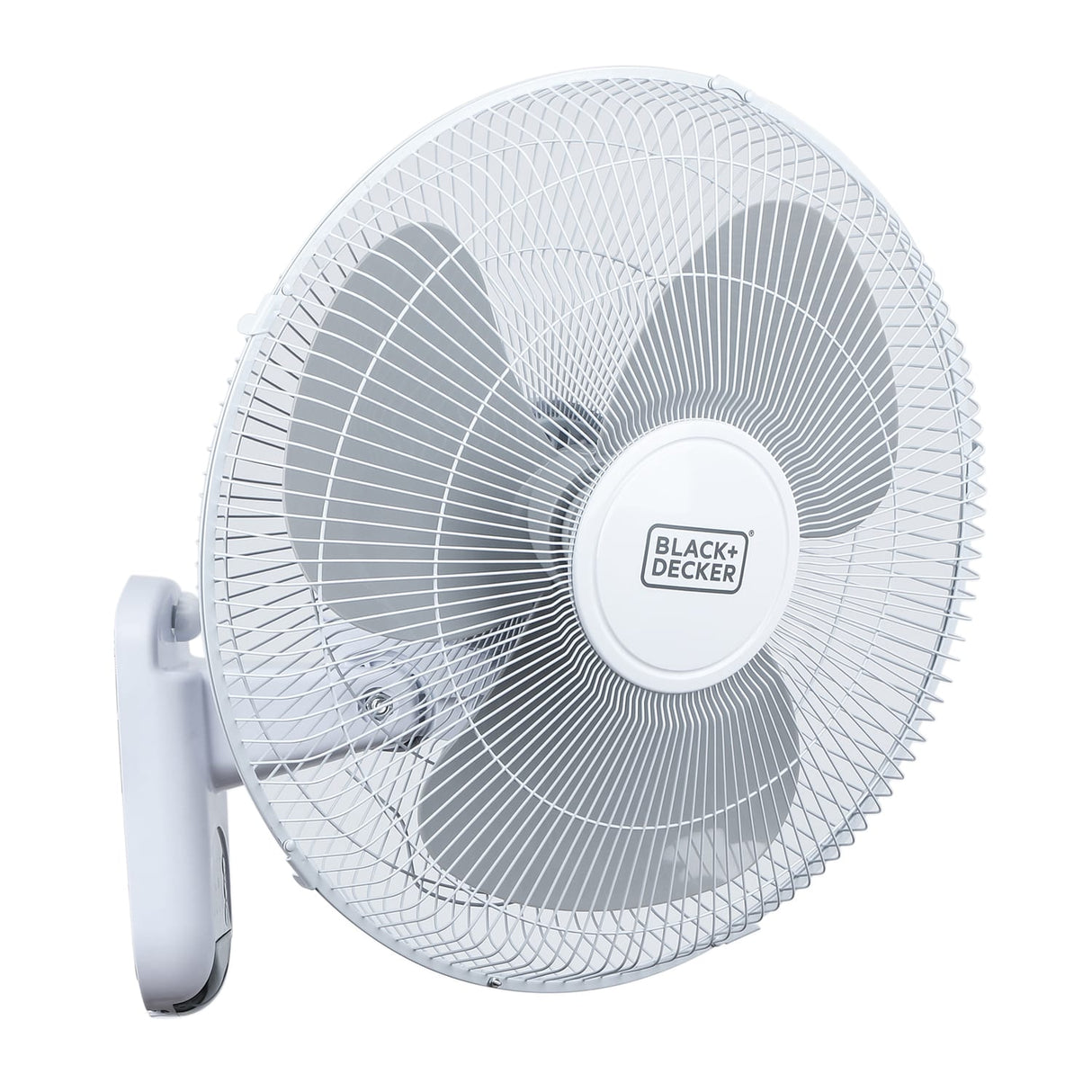Black+Decker BFWL16R 16-In. 3-Speed Oscillating Wall Fan with Remote, White