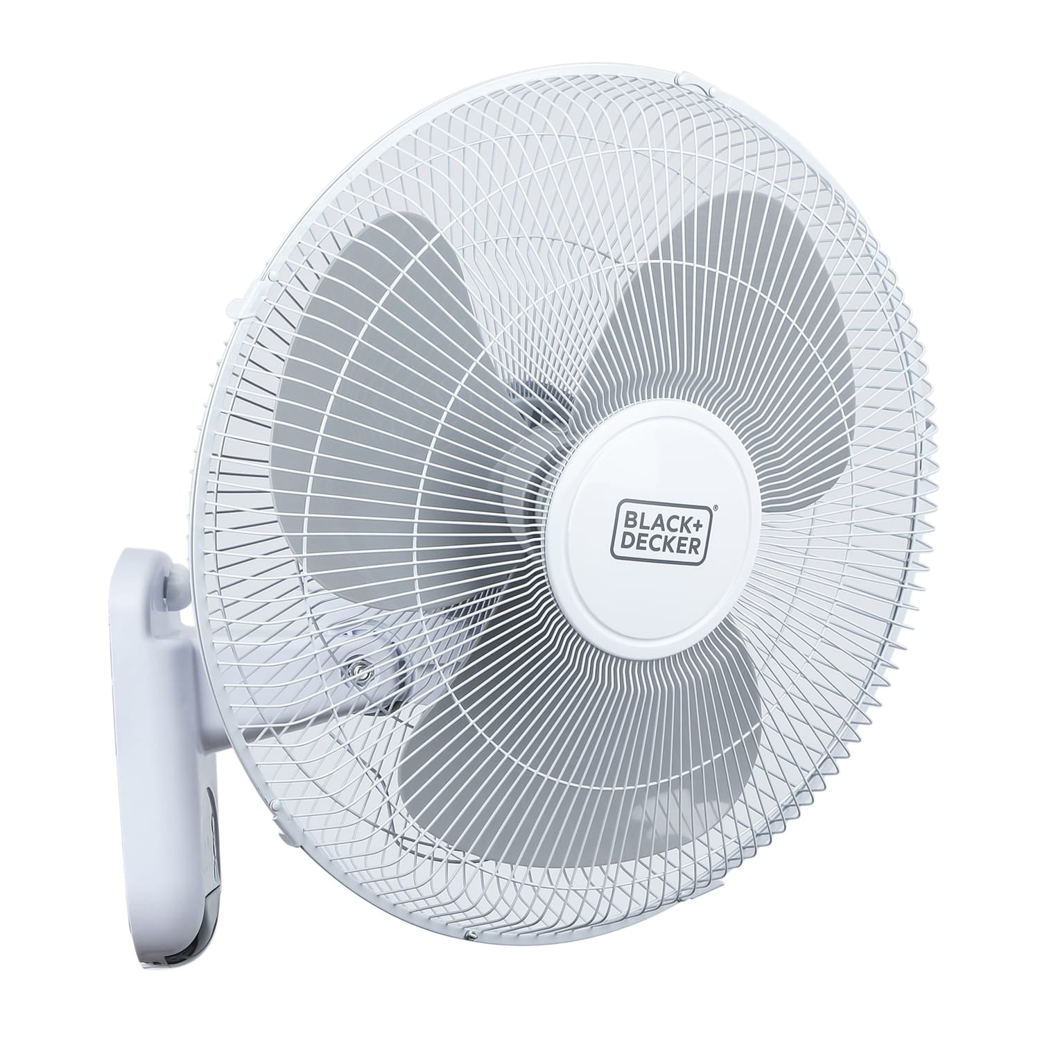 Black+Decker BFWL16R 16-In. 3-Speed Oscillating Wall Fan with Remote, White