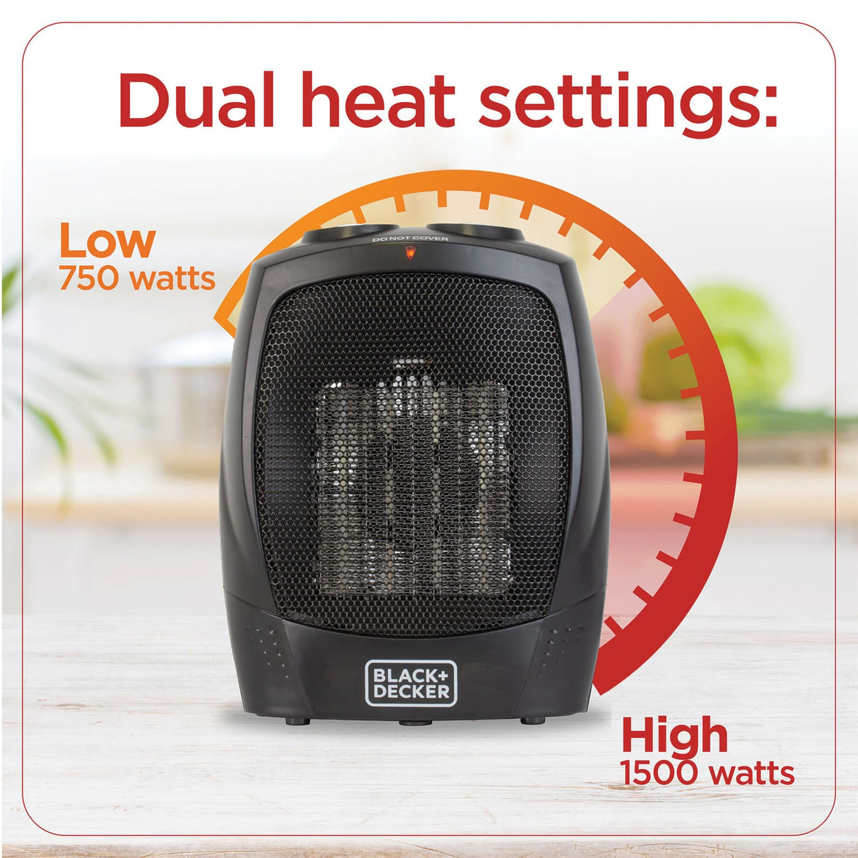 Black+Decker 1500-Watt-Max Personal Desktop Heater with Fan Setting