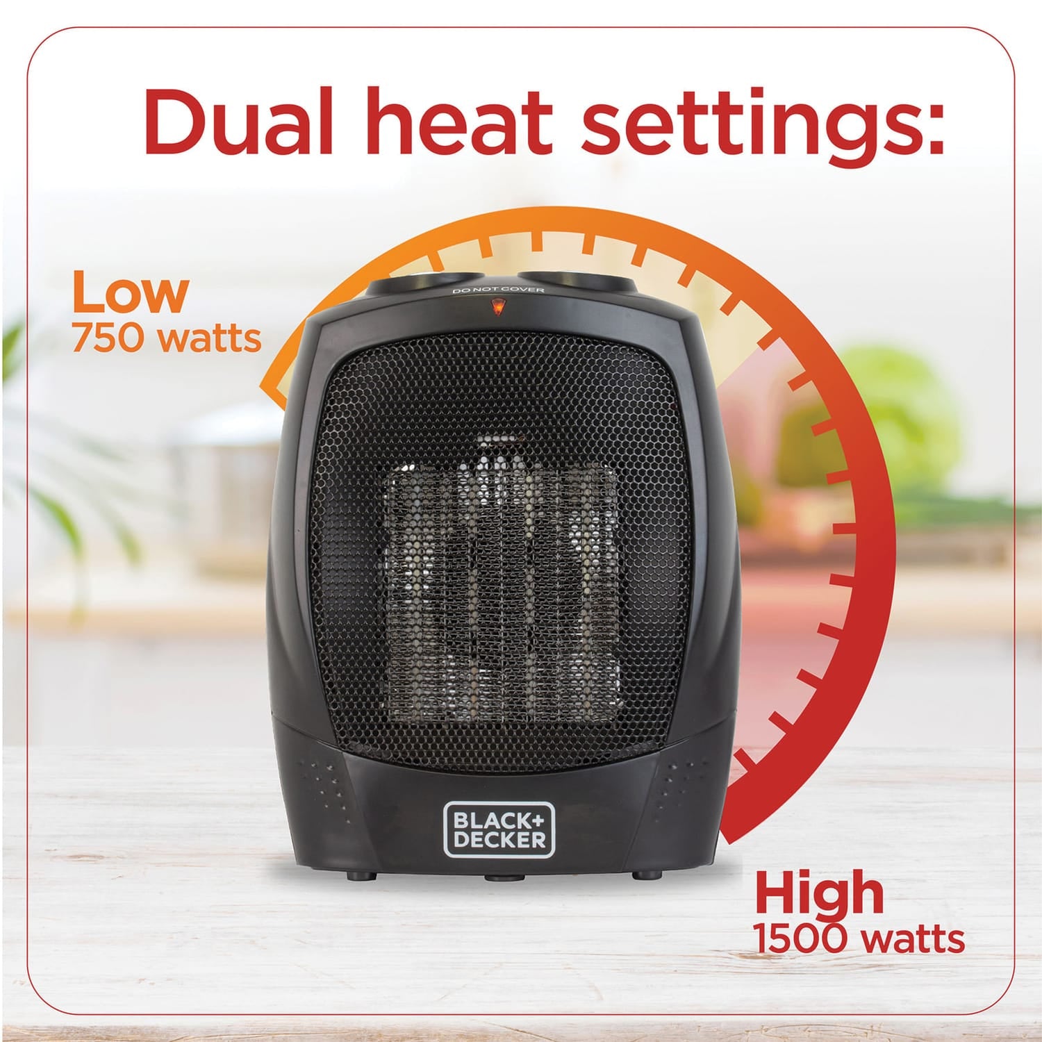 Black+Decker 1500-Watt-Max Personal Desktop Heater with Fan Setting