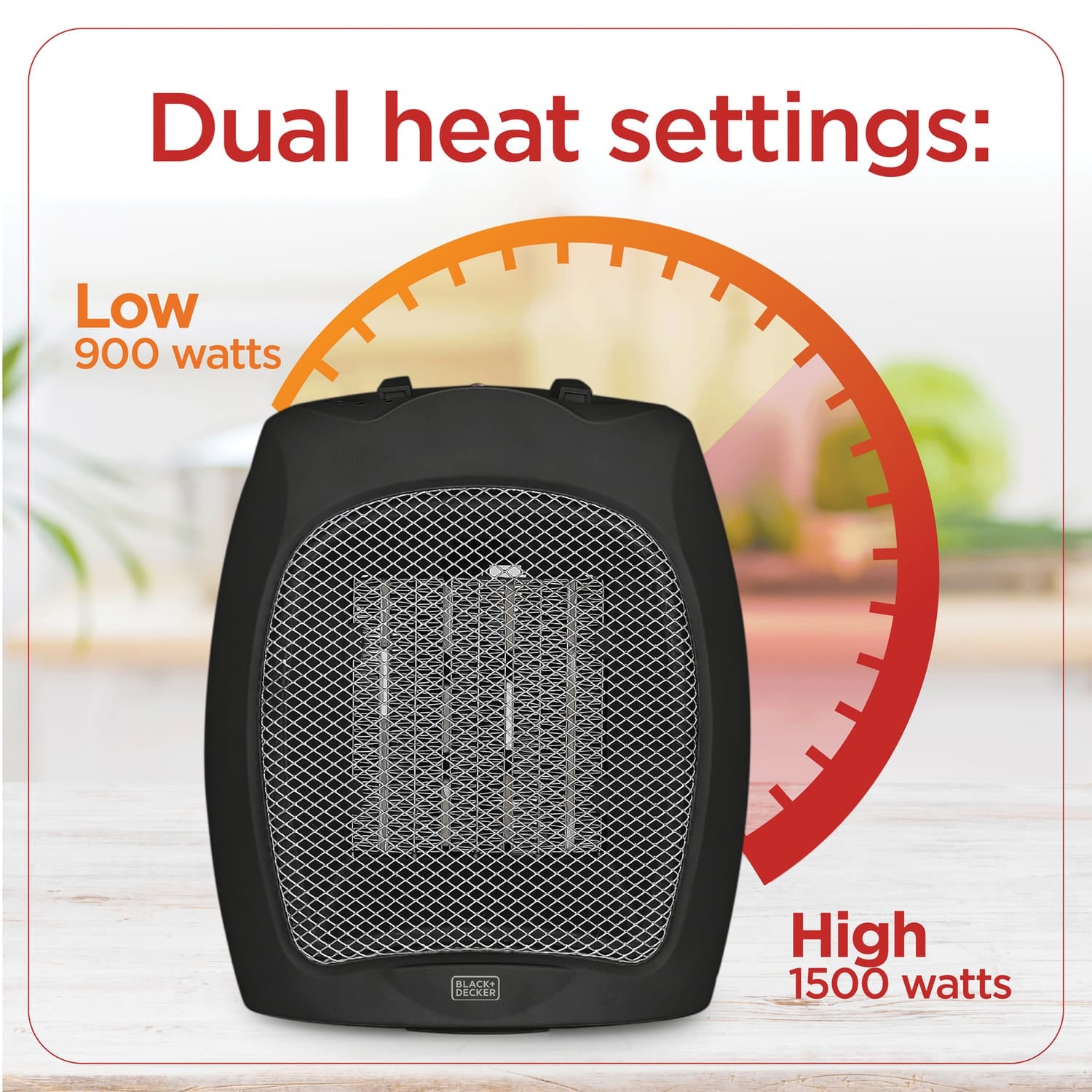 Black+Decker 1500-Watt-Max Desktop Ceramic Heater with Fan Setting, Black