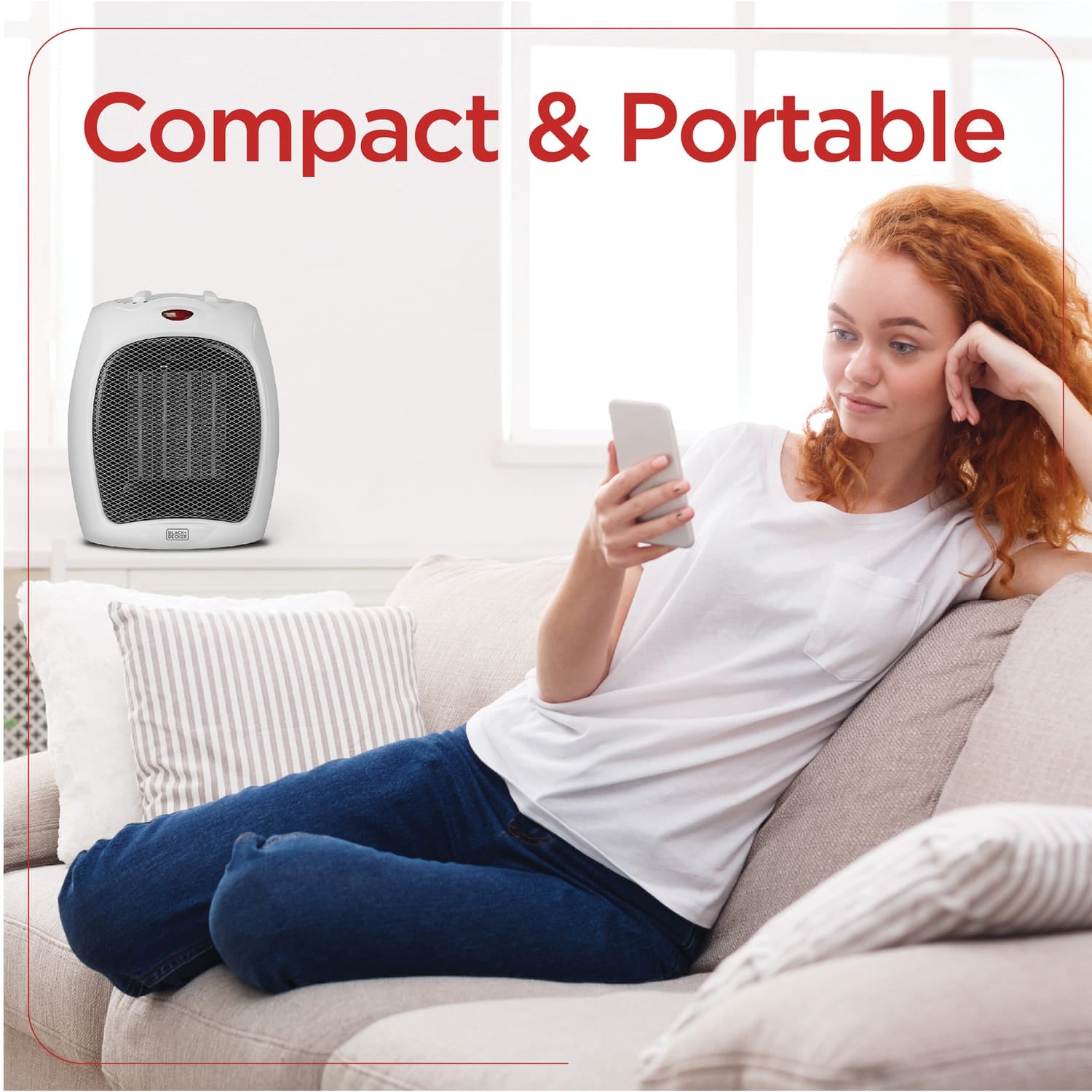 Black+Decker 1500-Watt-Max Desktop Ceramic Heater with Fan Setting, White