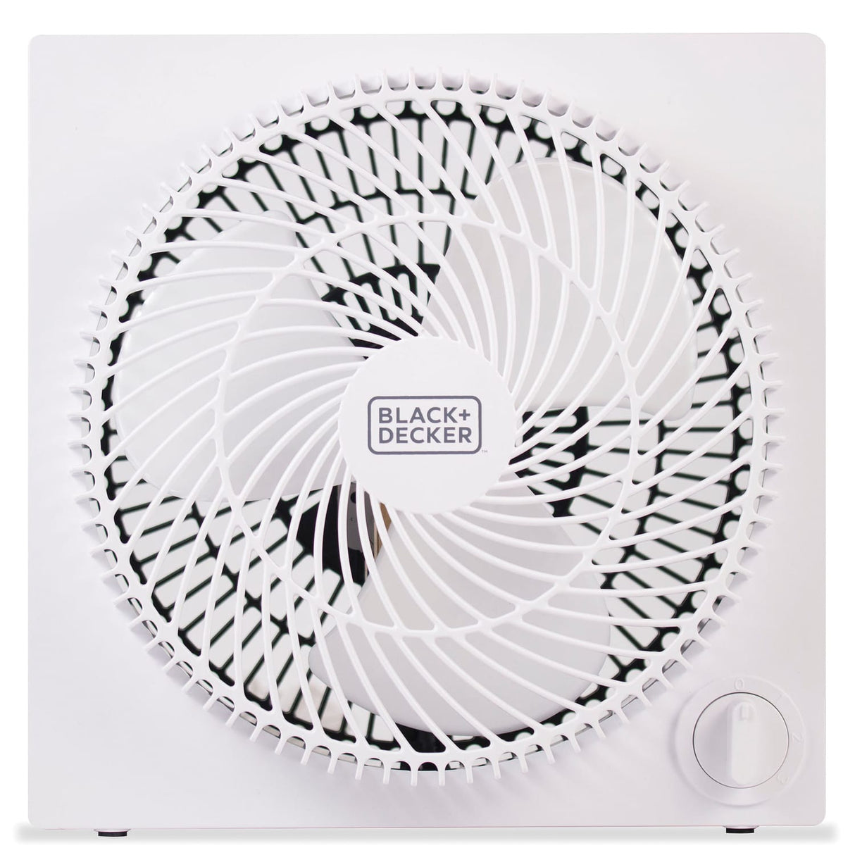 Black+Decker 9-In. 3-Speed Portable Frameless Tabletop Box Fan, BFB09, White
