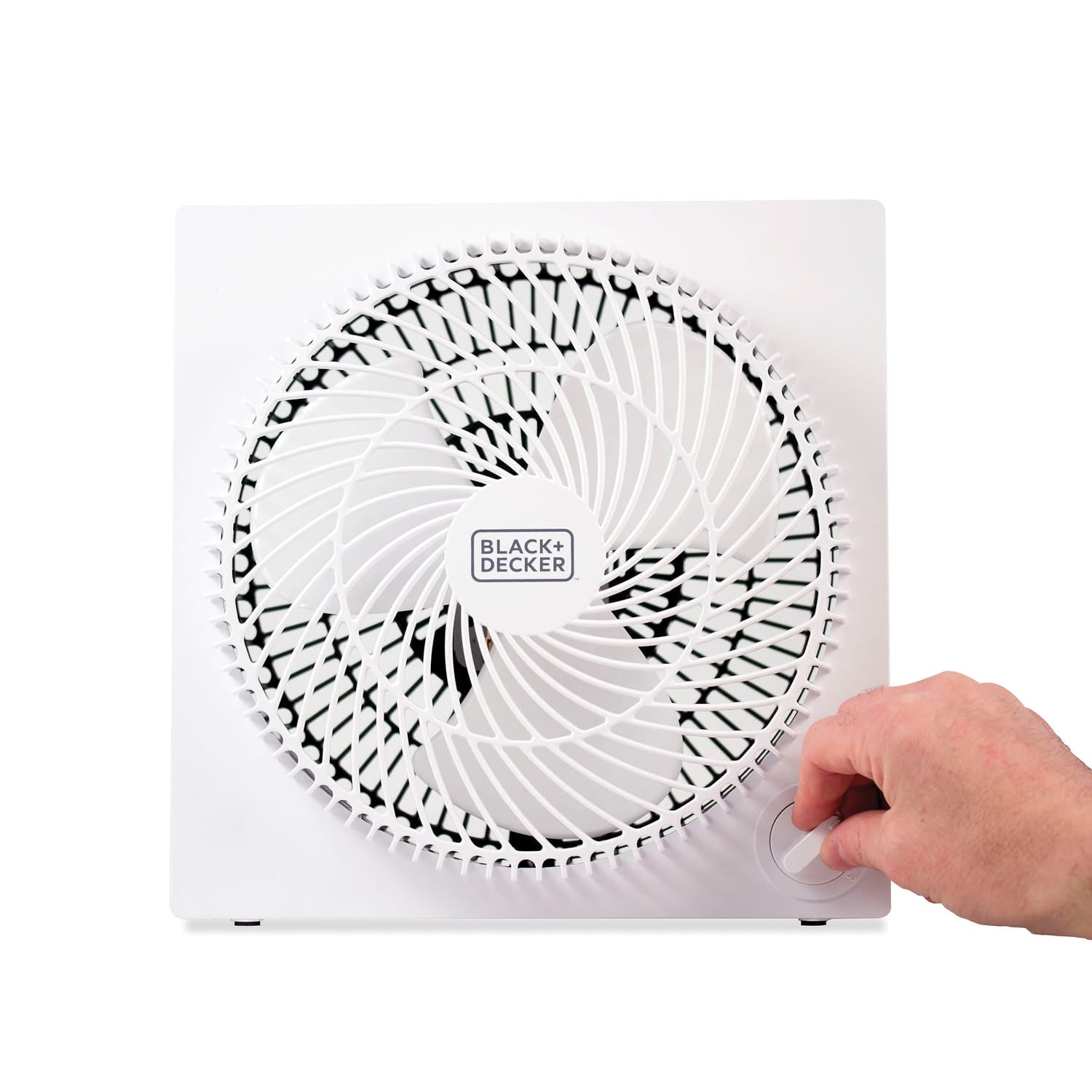 Black+Decker 9-In. 3-Speed Portable Frameless Tabletop Box Fan, BFB09, White