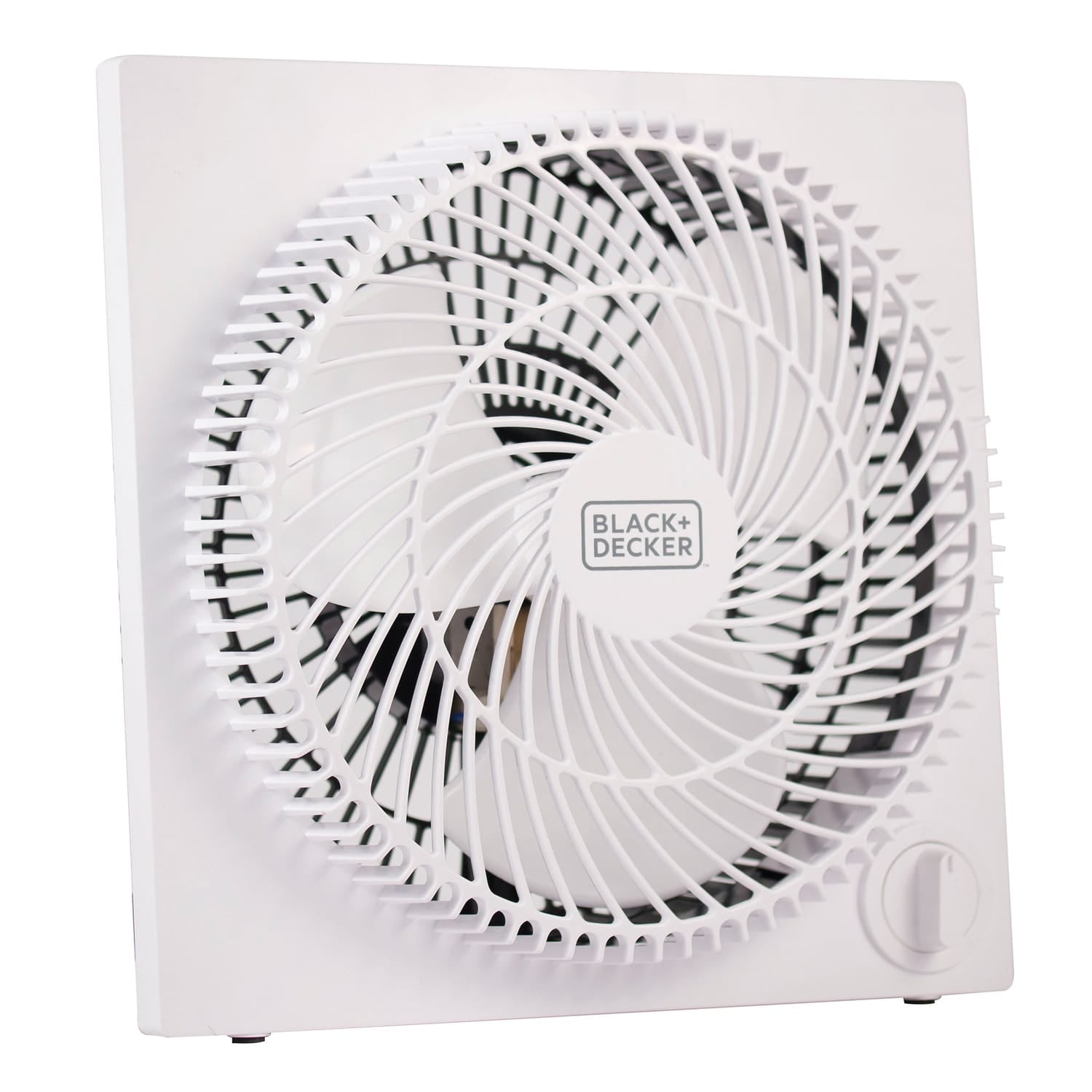 Black+Decker 9-In. 3-Speed Portable Frameless Tabletop Box Fan, BFB09, White