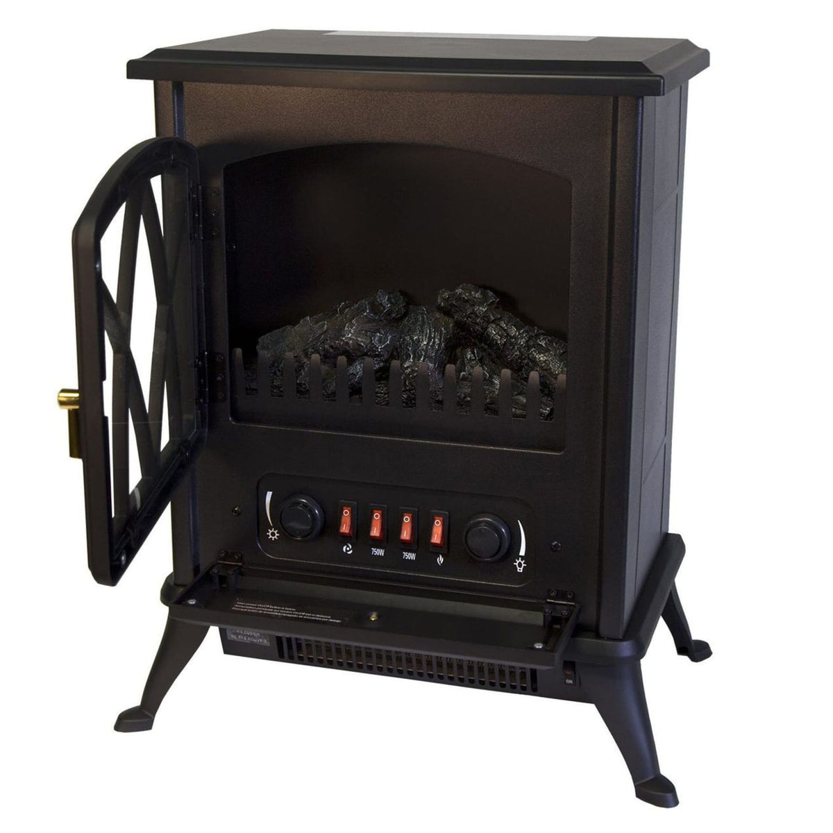 Comfort Glow Ashton Freestanding Portable Electric Fireplace Stove Heater with Blower, 1500/750 Watts, 4800 BTUs, 3D Flame Effect, 6-Ft. Cord