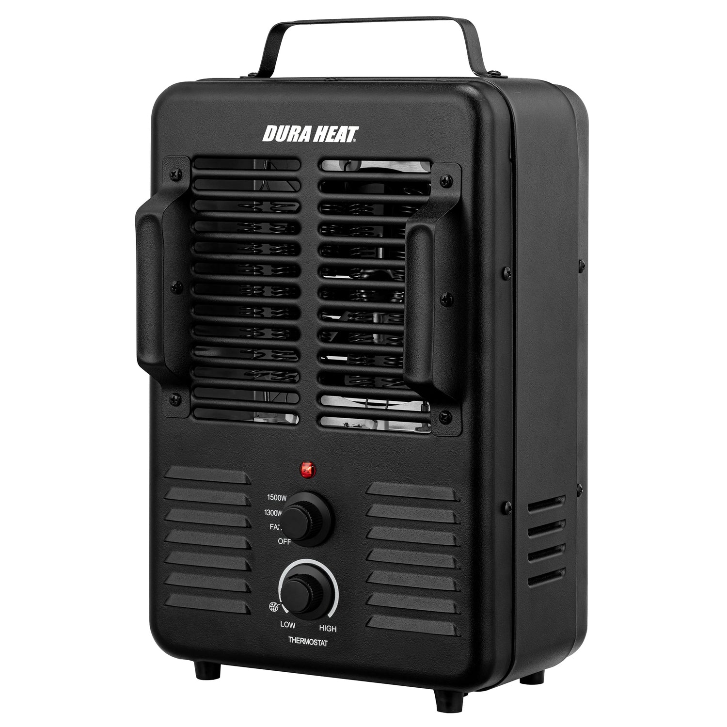 Dura Heat 1500-Watt-Max Portable Milkhouse-Style Heater and Fan, with Thermostat and Anti-Freeze Setting, Black, EUH343