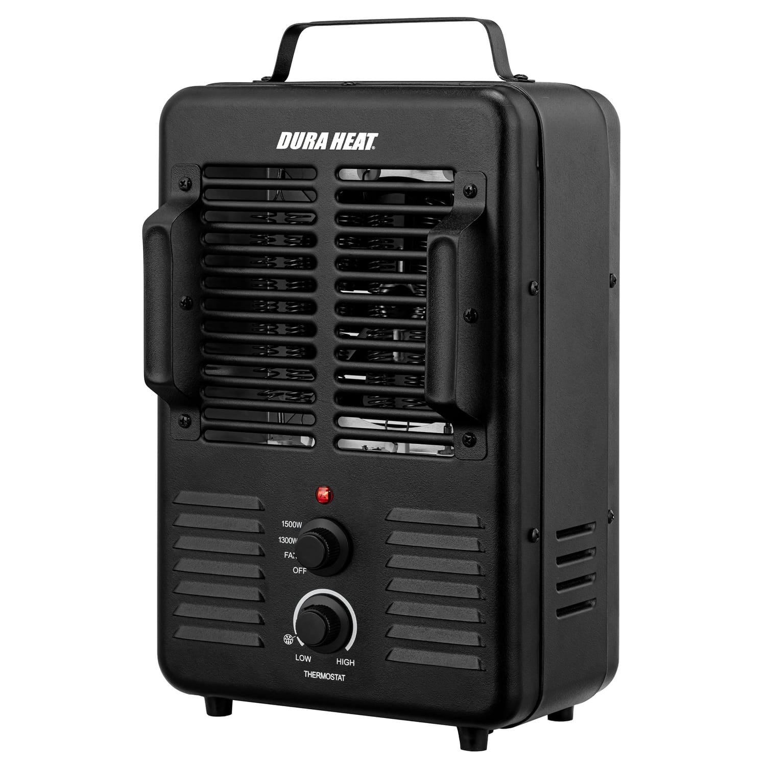 Dura Heat 1500-Watt-Max Portable Milkhouse-Style Heater and Fan, with Thermostat and Anti-Freeze Setting, Black, EUH343