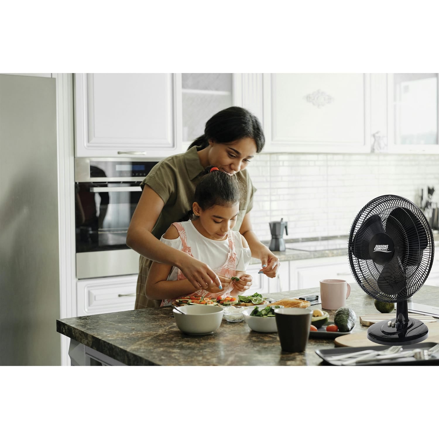 Seasons Comfort 16-In. 3-Speed Oscillating Table Fan, FTT16, Black