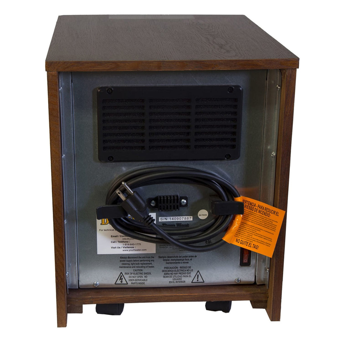 Comfort Glow Portable Electric Cabinet Forced-Air Infrared Quartz Heater, 1500/750/ECO, 5120 BTUs, 6 Elements, LED Display, Remote, 6-Ft. Cord