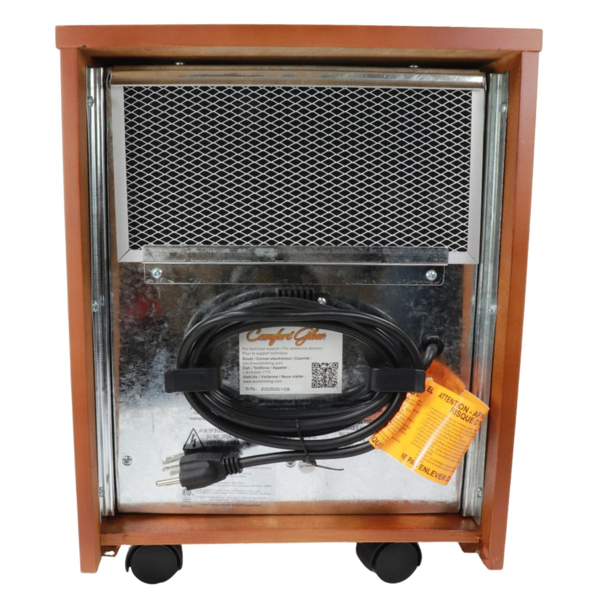 Comfort Glow Portable Electric Cabinet Forced-Air Infrared Quartz Heater, 1500/750/ECO, 5120 BTUs, 8 Elements, LED Display, Remote, 6-Ft. Cord
