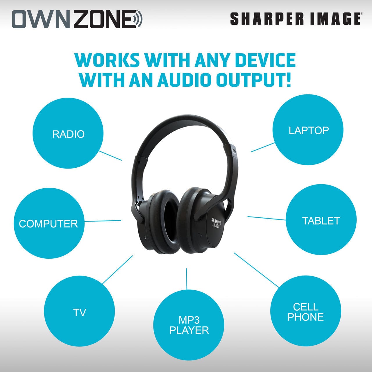 Sharper Image Own Zone?? DLX Wireless TV Headphones with Transmitter- Silver
