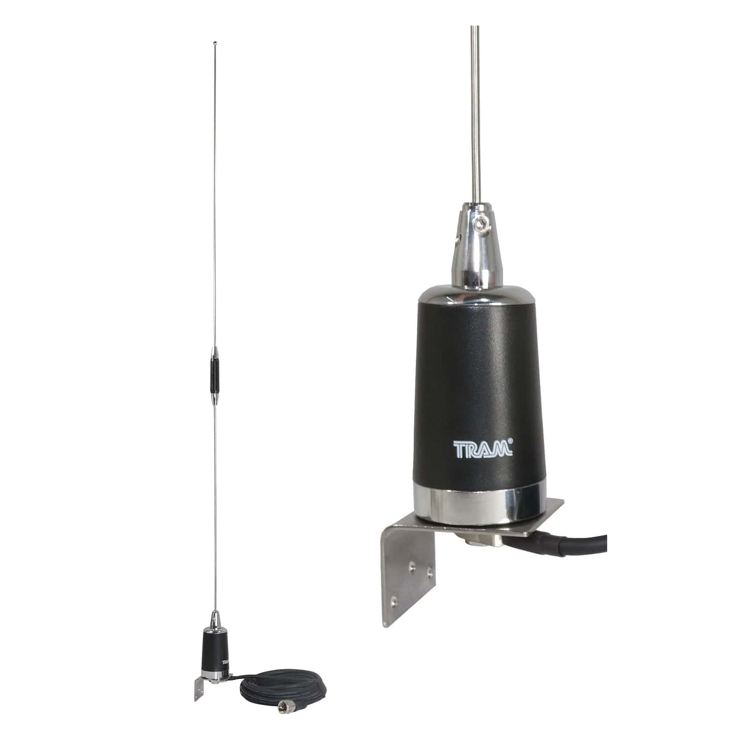 Tram Pre-Tuned 144MHz–148MHz VHF/430MHz–450MHz UHF Dual-Band Amateur Trunk or Hole Mount Antenna Kit with PL-259 Connector