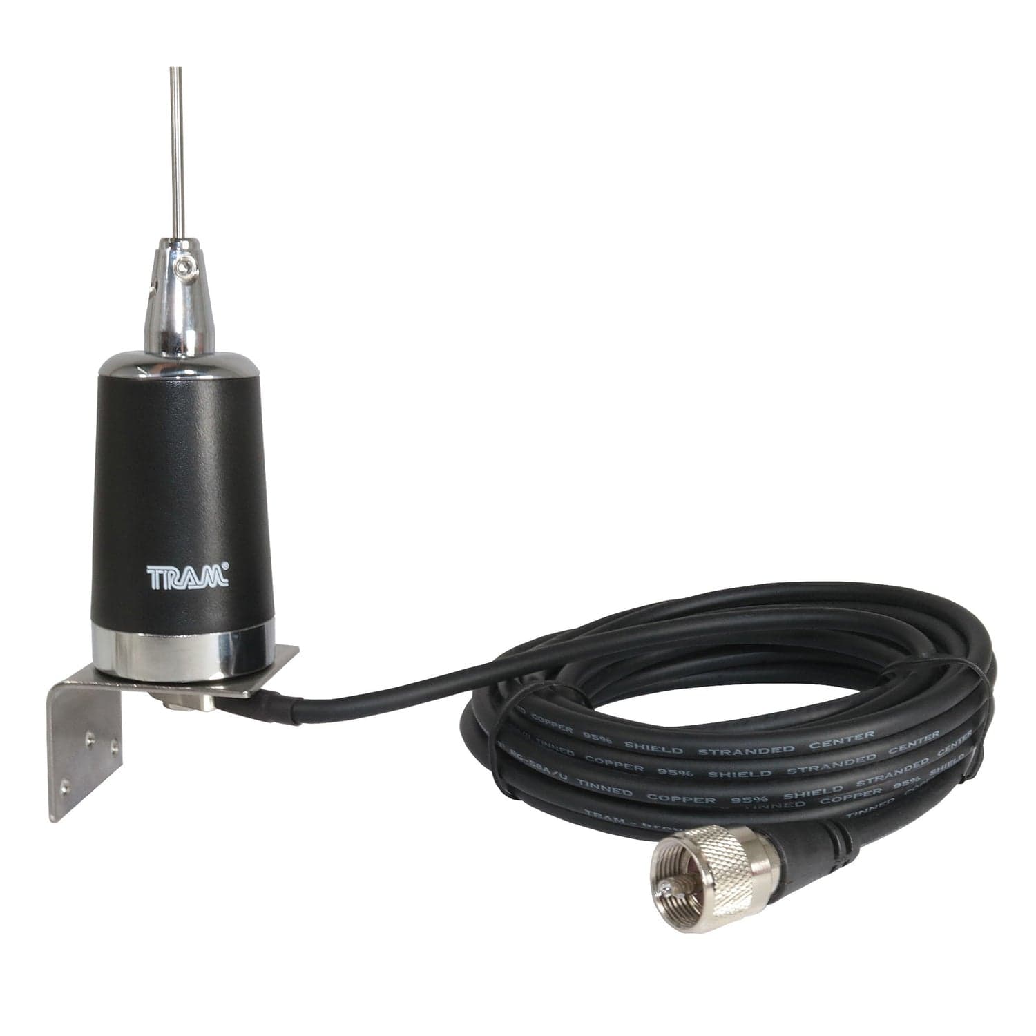 Tram Pre-Tuned 144MHz–148MHz VHF/430MHz–450MHz UHF Dual-Band Amateur Trunk or Hole Mount Antenna Kit with PL-259 Connector