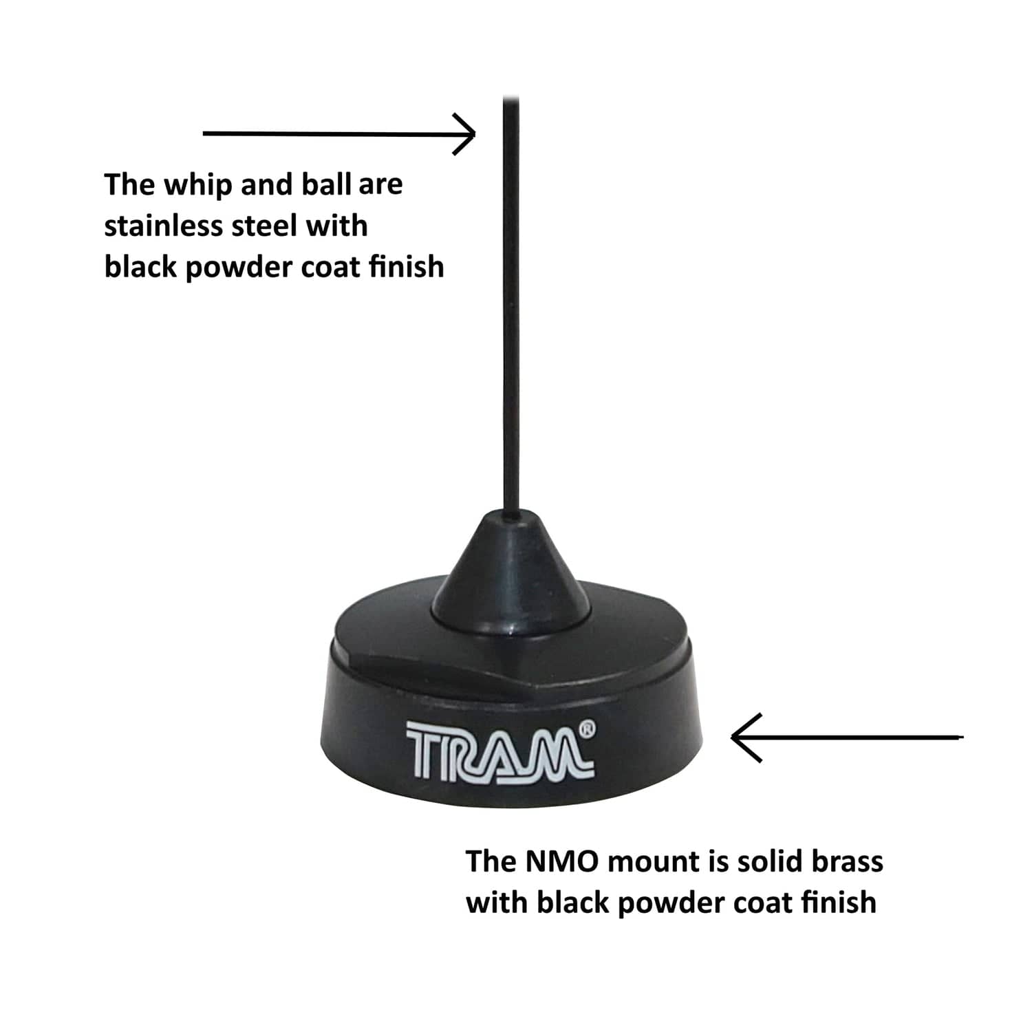 Tram 200-Watt Pretuned 410 MHz to 490 MHz Black-Nut-Type Quarter-Wave Antenna with NMO Mounting