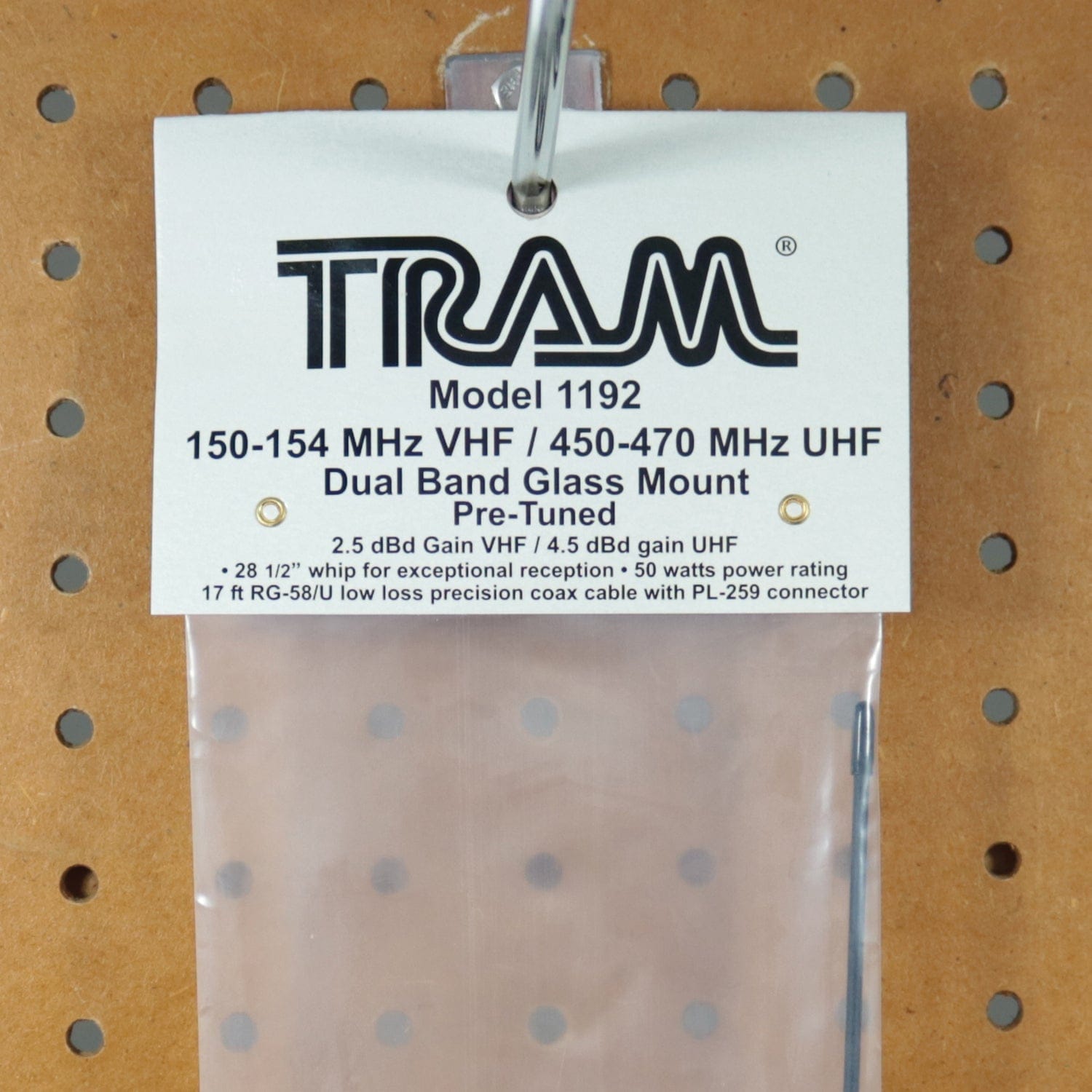 Tram 50-Watt Pretuned Dual-Band 150 MHz to 154 MHz VHF/450 MHz to 470 MHz UHF Amateur Radio Antenna Kit with Glass Mount and Cable