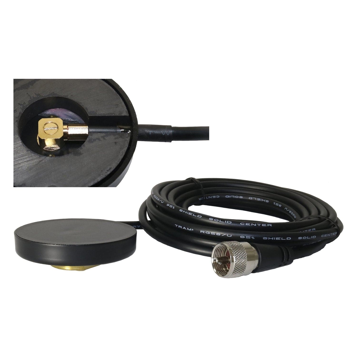 Tram UHF Strong 2-1/2-In. NMO Magnet Mount for High Frequencies, 12-Ft. Cable with PL-259 Connector, Black