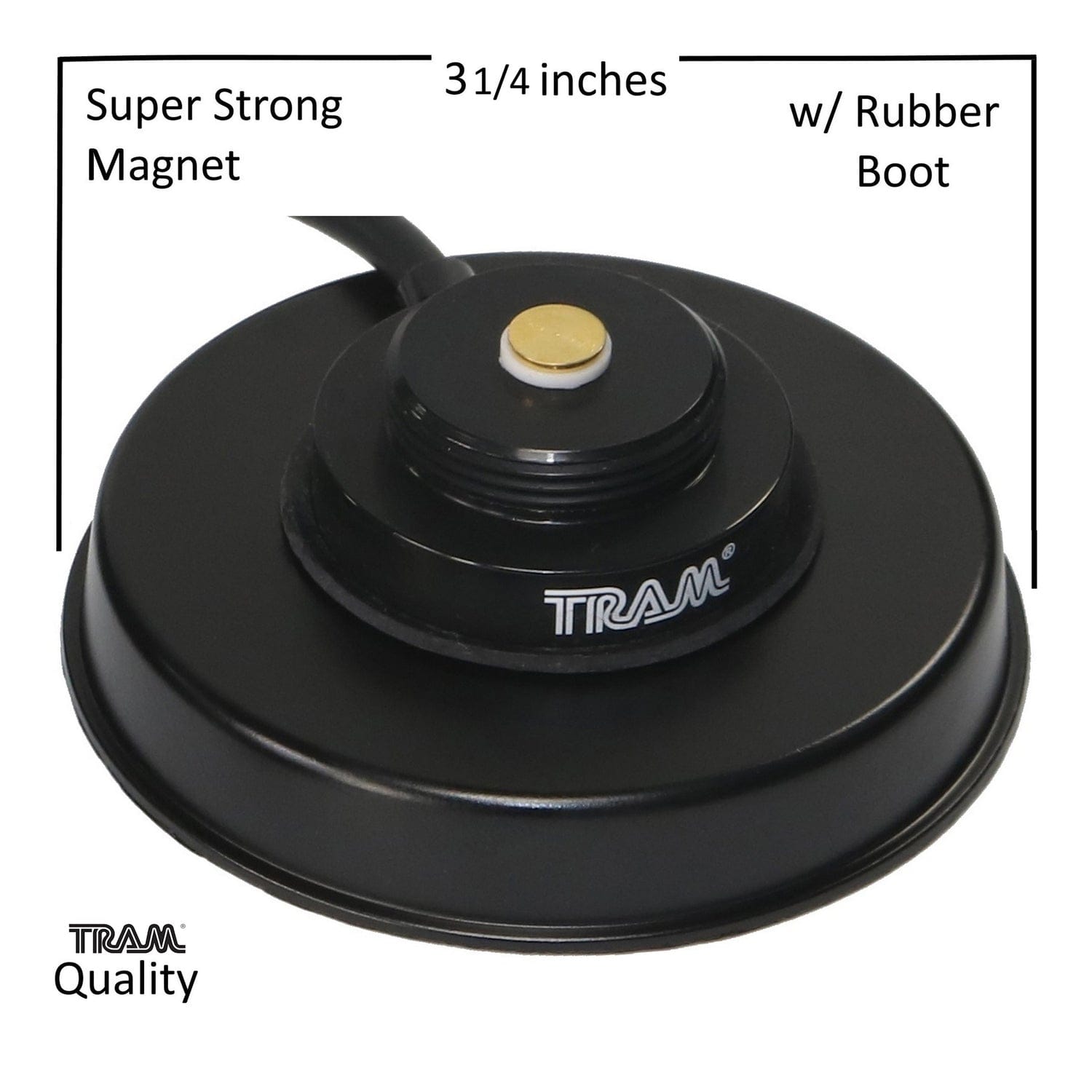 Tram 3-1/4-Inch Black Zinc NMO Magnet Mount with RG58 Coaxial Cable and UHF PL-259 Connector