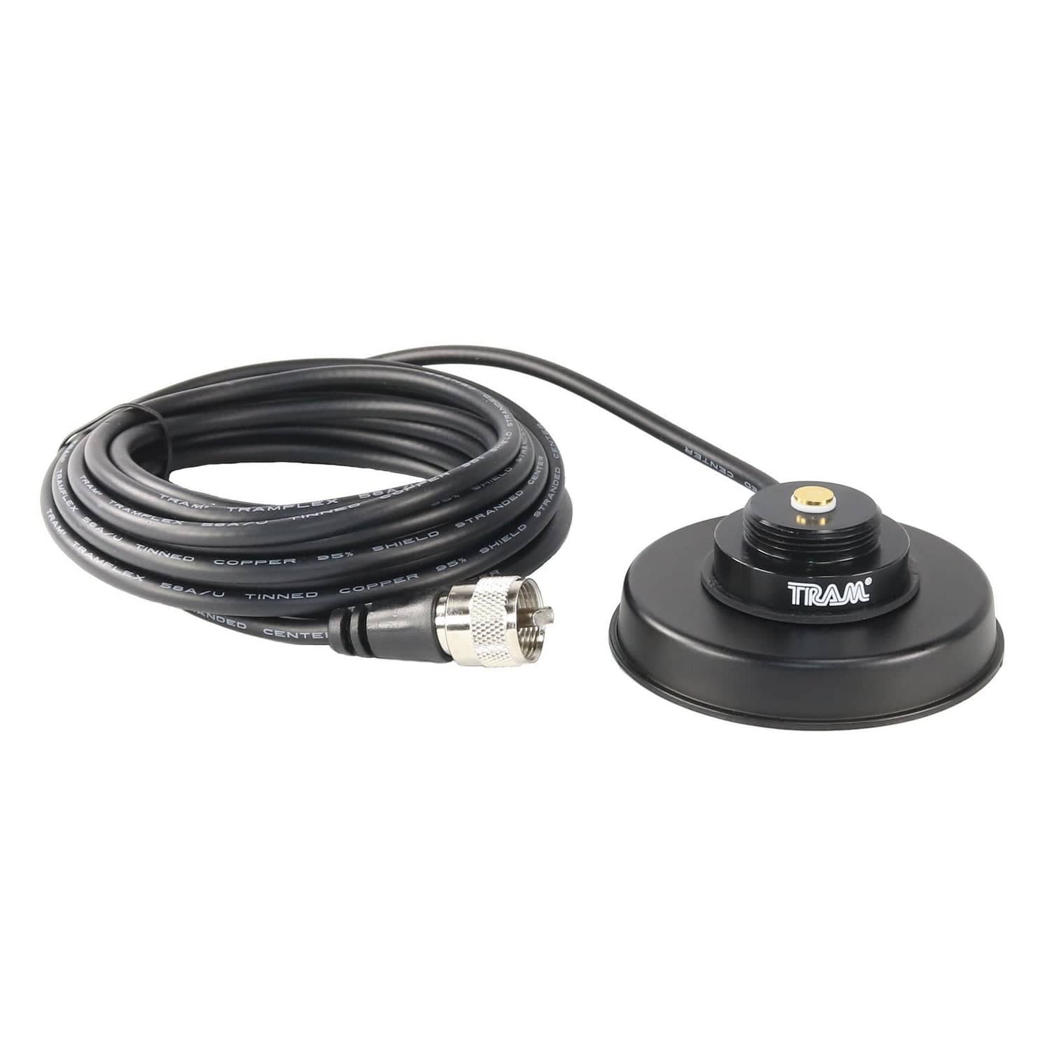 Tram 3-1/4-Inch Black Zinc NMO Magnet Mount with RG58 Coaxial Cable and UHF PL-259 Connector
