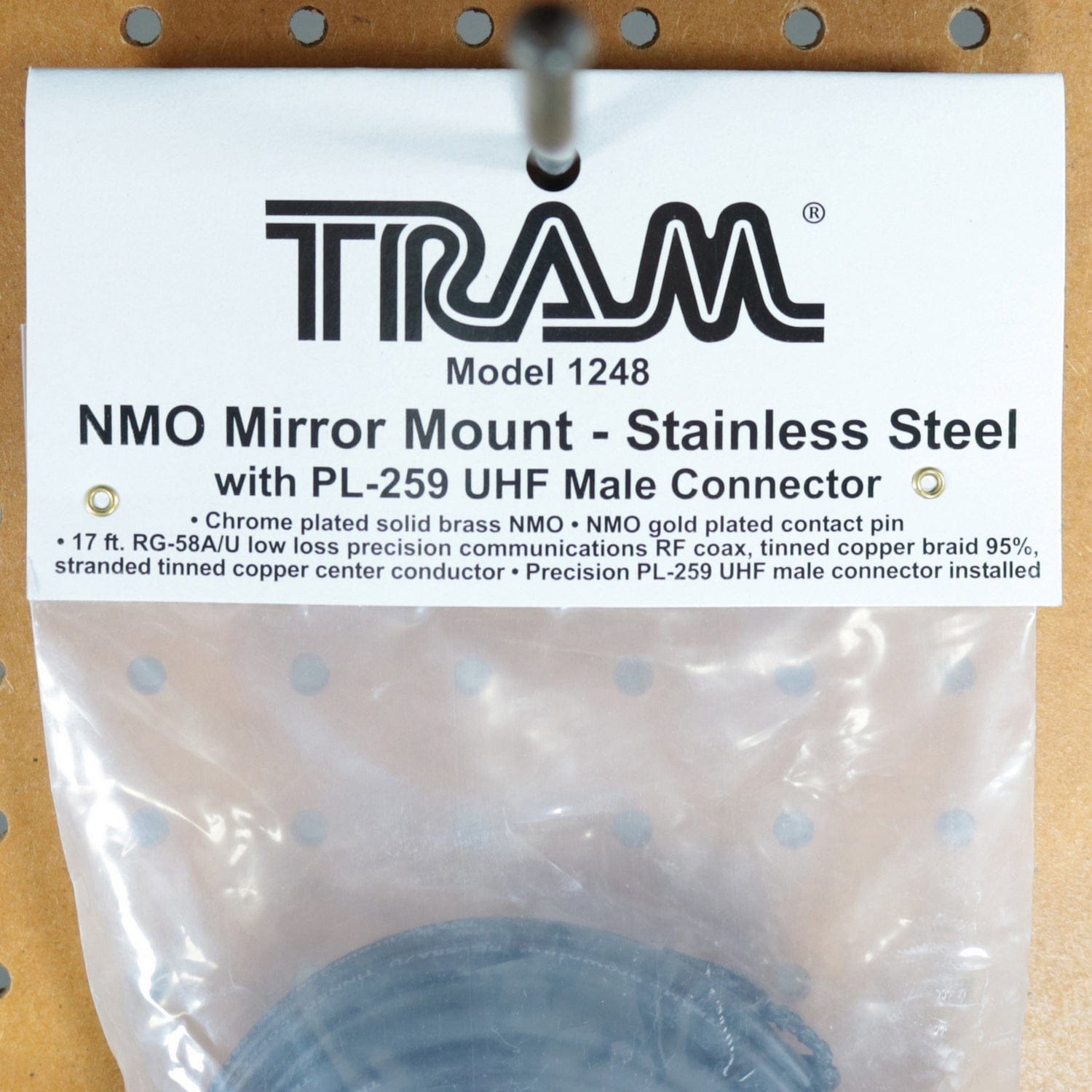 Tram Stainless Steel Double-Groove NMO Mirror Mount with 17-Ft. Cable and PL-259 Connector