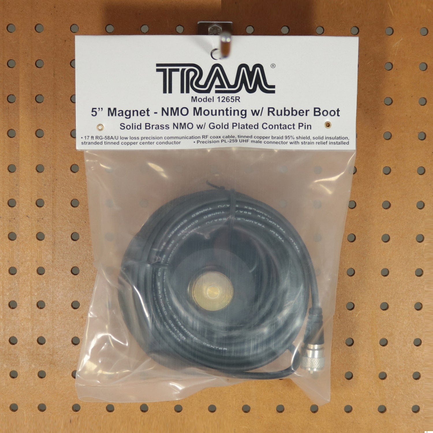 Tram NMO 5-In. Magnet with Soft Rubber Boot, 17 Ft. Cable, PL-259