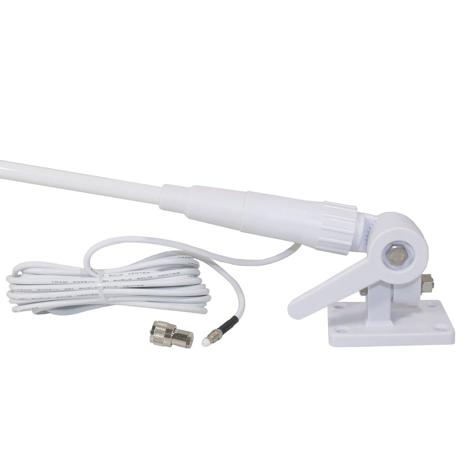 Tram Pretuned VHF 3-dBd-Gain Marine Rachet-Mount 46-In. Fiberglass Antenna with RG58 Cable and FME-Female Connector with PL-259 Adapter