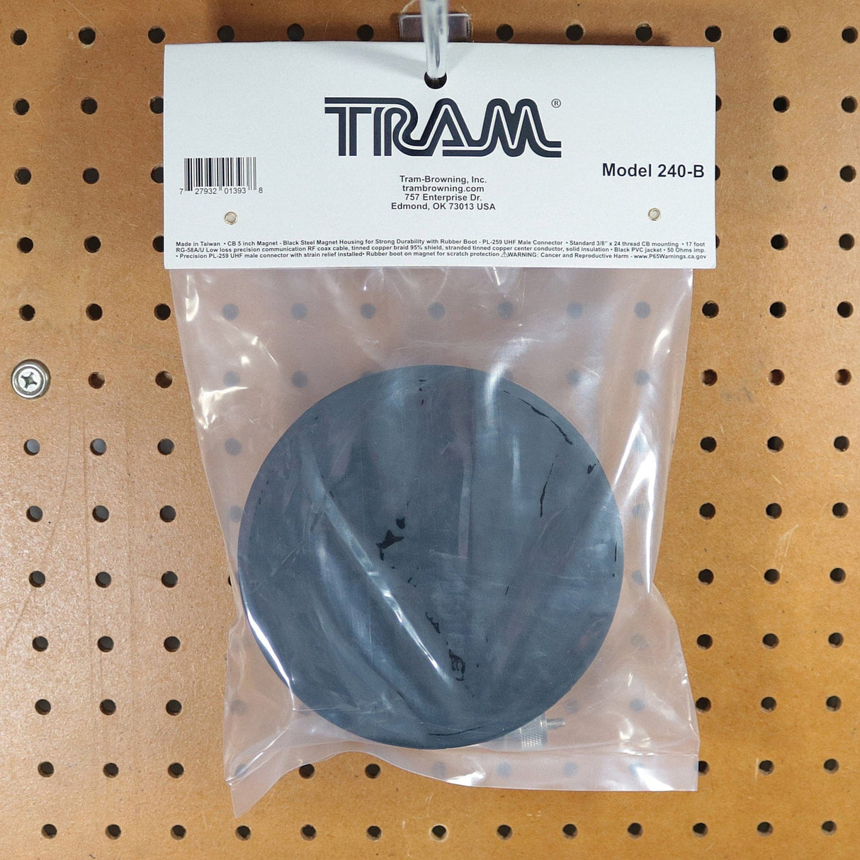 Tram 5-Inch Black Steel NMO Magnet Mount with RG58 Coaxial Cable and UHF PL-259 Connector