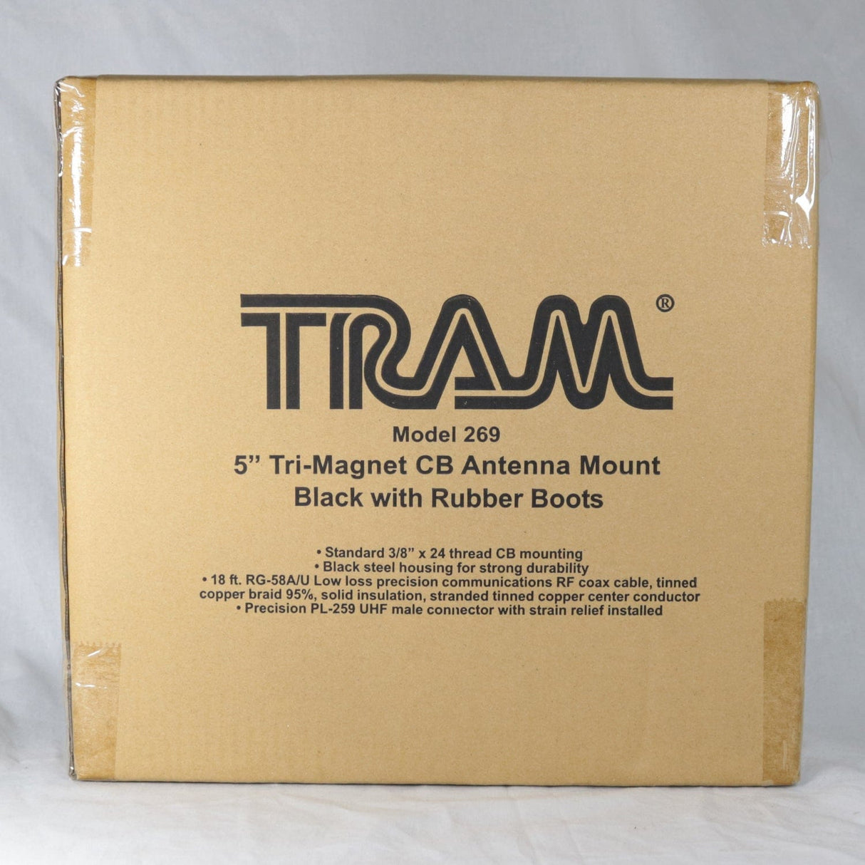 Tram 5-Inch Tri-Magnet CB Antenna Mount with Rubber Boots and 18-Foot RG58A/U Coaxial Cable