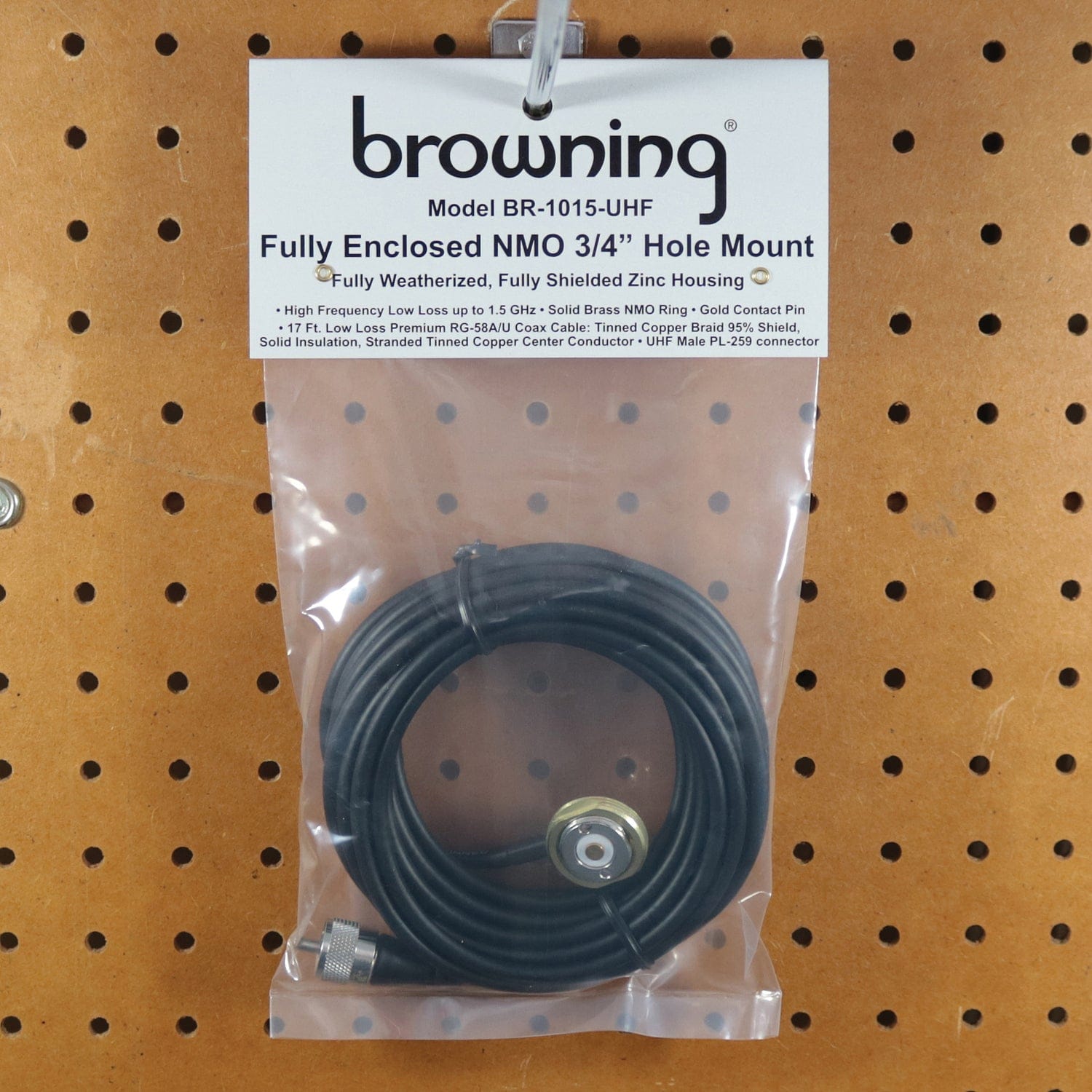 Browning 3/4-Inch Fully Enclosed NMO Hole Mount with Preinstalled UHF Male PL-259 Connector