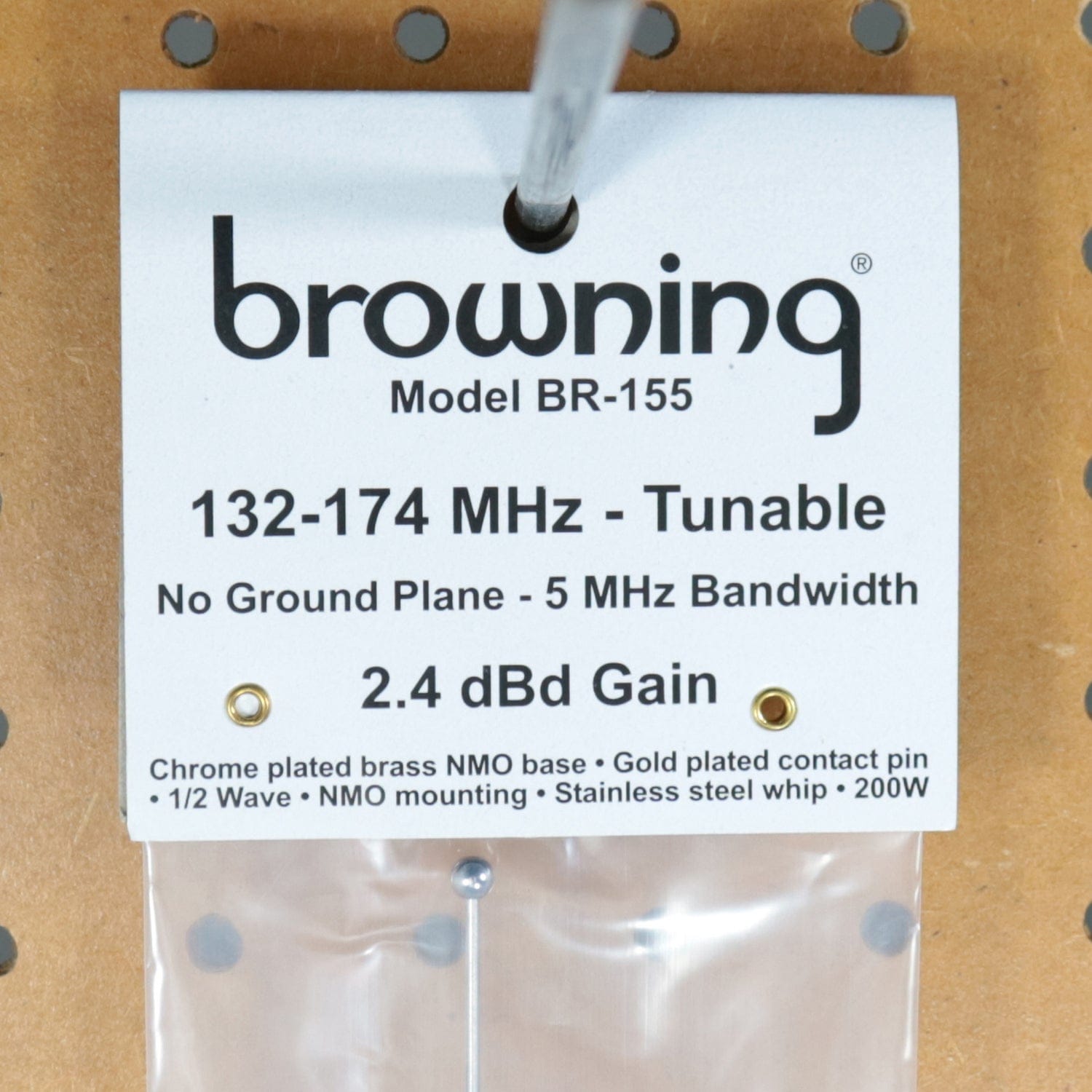 Browning 132 MHz to 174 MHz No Ground Plane VHF 2.4-dBd Gain 51-1/4-In. Tall Tunable NMO Antenna, 5-MHz Bandwidth, BR-155