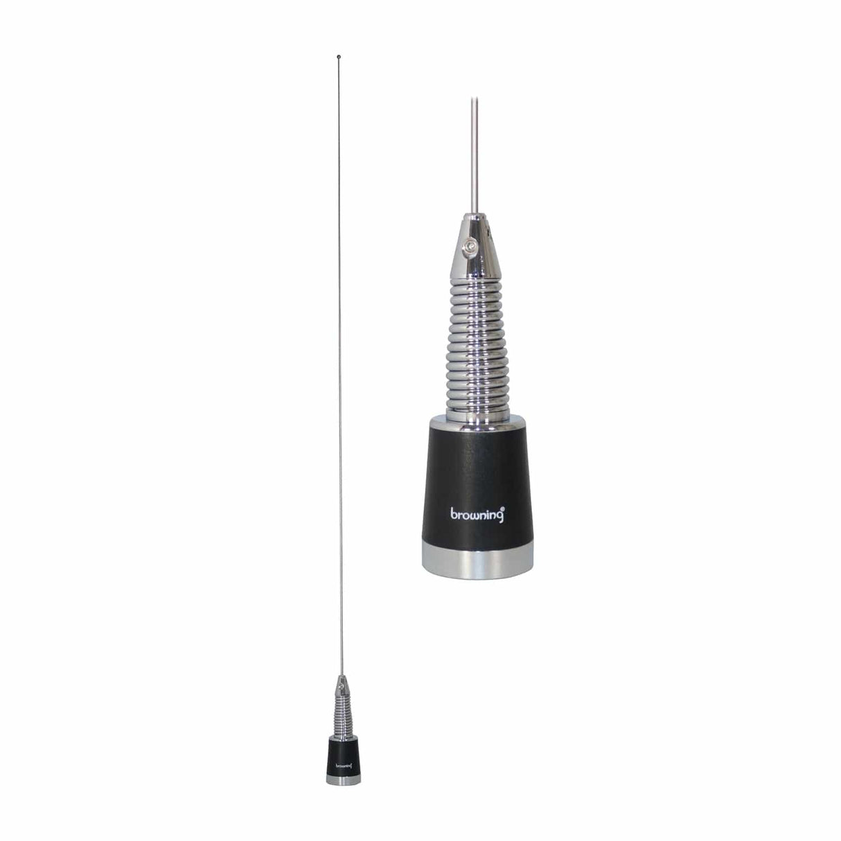Browning 200-Watt Pretuned Wide-Band 144 MHz to 174 MHz 2.4-dBd-Gain VHF Silver Antenna with Spring and NMO Mounting, BR-158-S